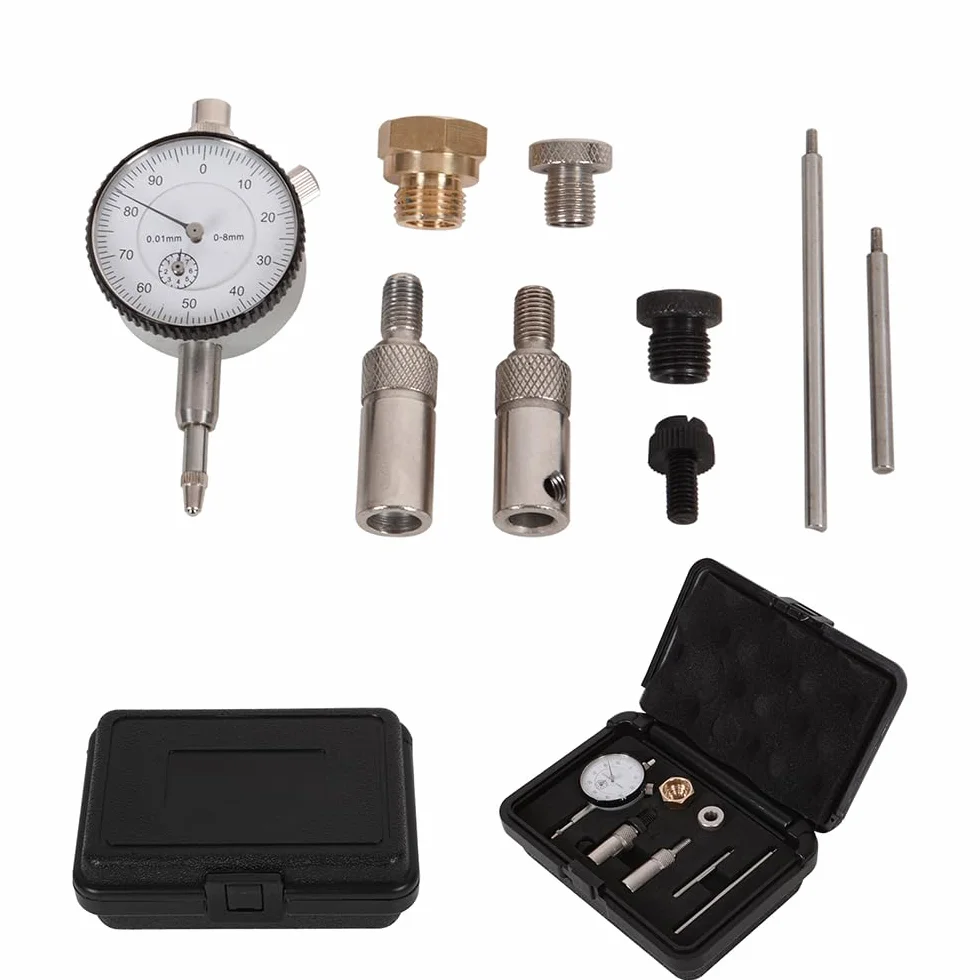 Kit de indicador de esfera con adaptadores de bujía de 10 mm y 14 mm, para sincronización de encendido TDC y afinación del motor, herramienta de medición de precisión profesional