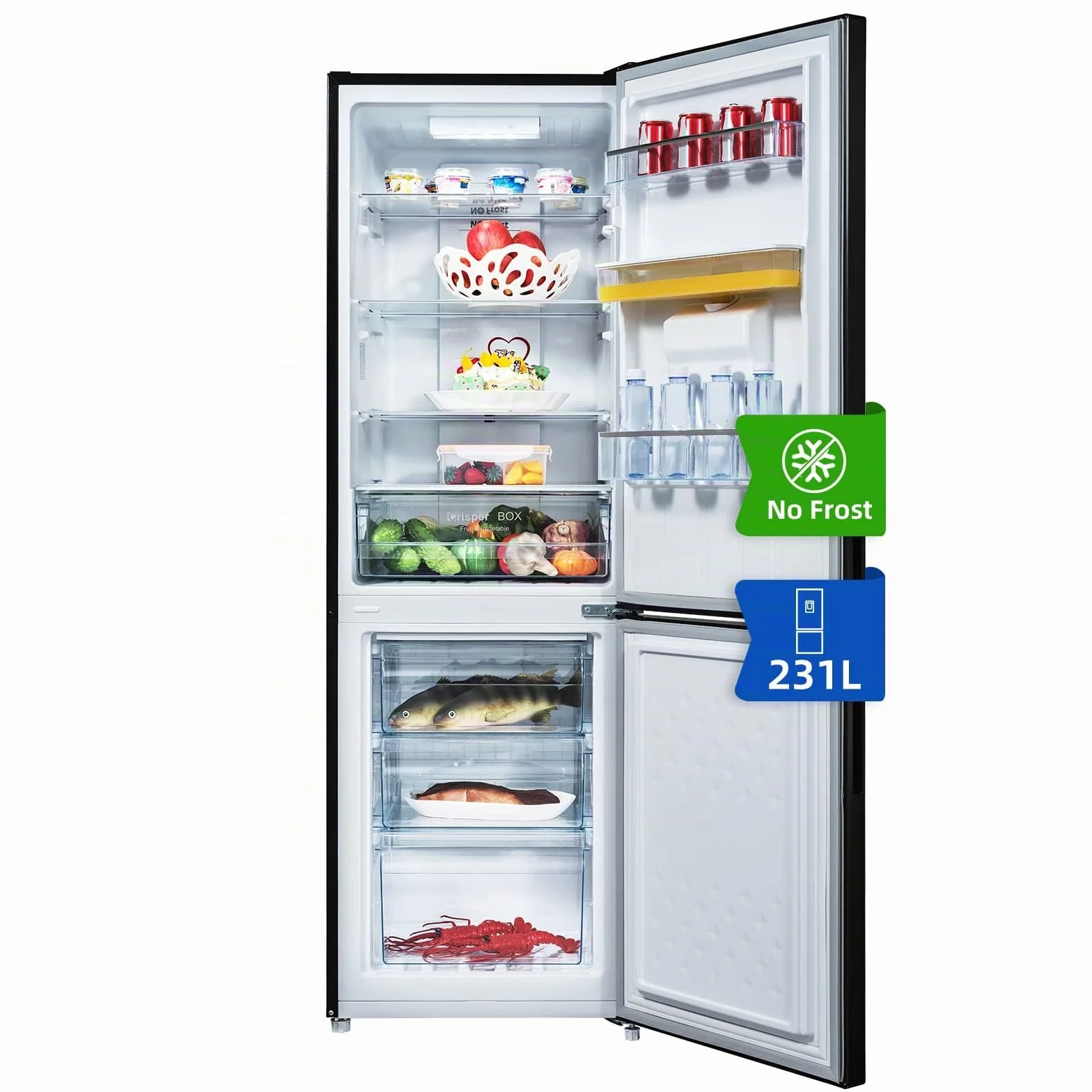 CHiQ FBM228NE4DE No Frost Combi Refrigerator 231 L, flujo de aire múltiple, dispensador de agua, 170 cm