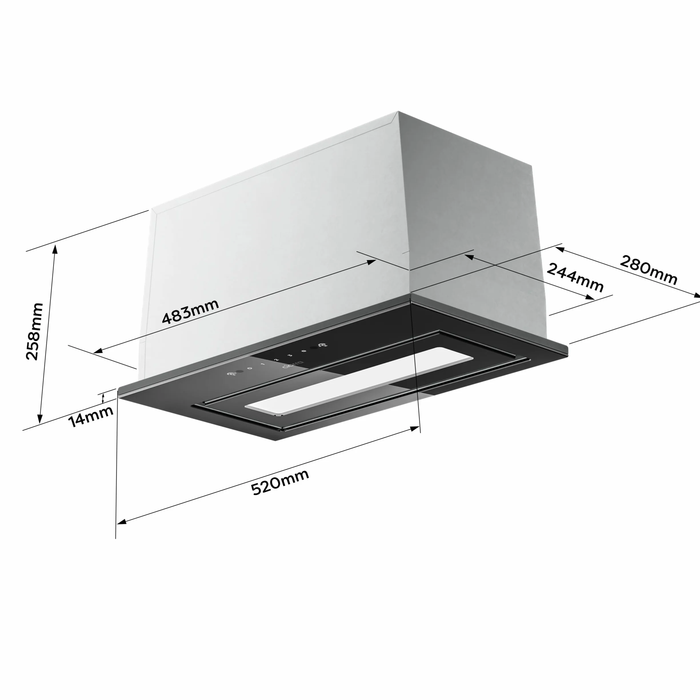 Campana Extractora Encastrable Ciarra CBCB5931B 460 m³/h Clase A 52cm 3 Velocidades Control por Gestos Acero Inoxidable Negro