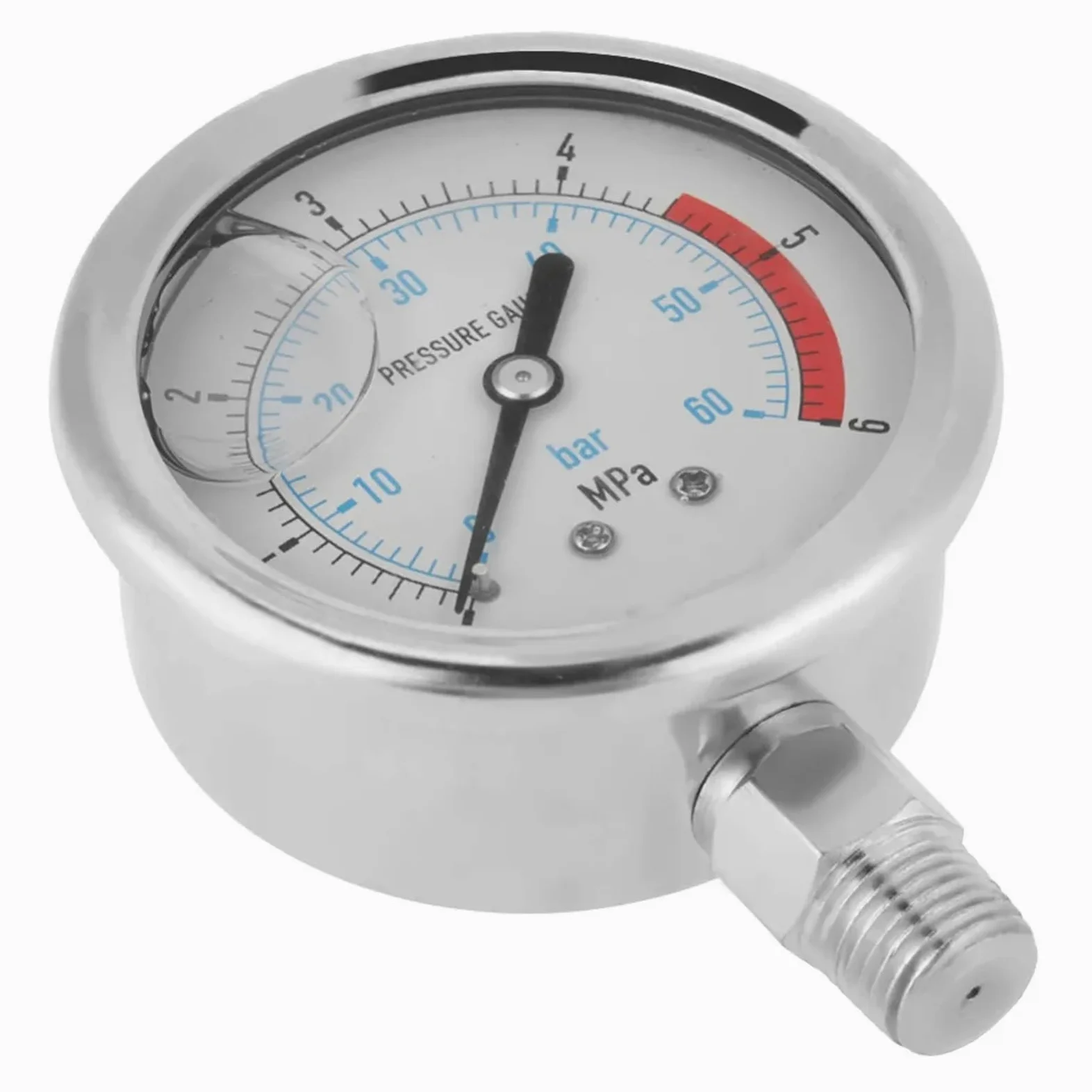Manómetro de presión de Agua hidráulico de 0 a 60 Bar y 0 a 6 MPa, 1/4" NPT, Esfera de 60 mm, Herramienta de medición de presión, manómetro Digital.