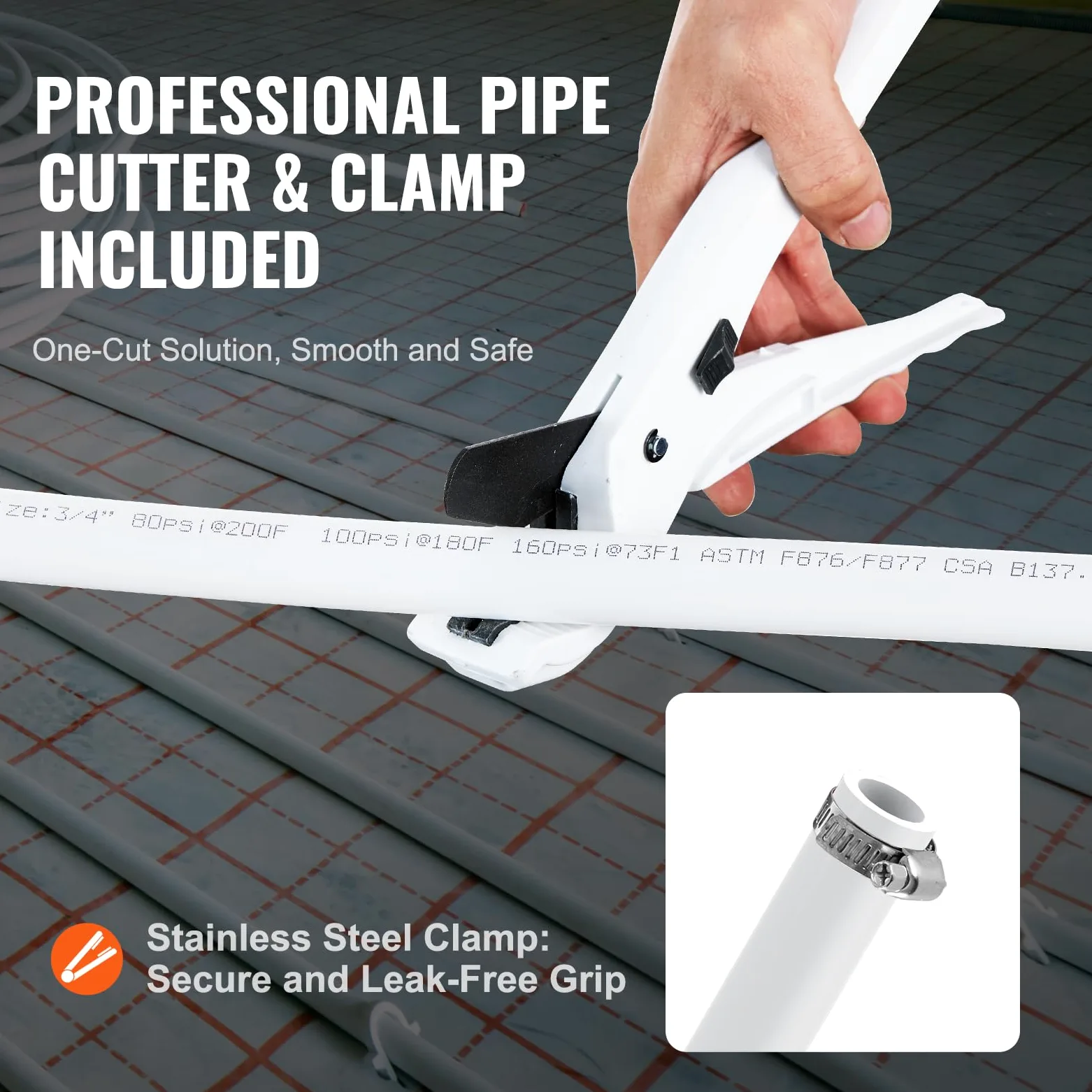 VEVOR PEX Pipe - Tubo flexible de 3/4 pulgadas, barrera sin oxígeno de 100 pies PEX-B para agua potable, para agua caliente/fría y restauración fácil, aplicaciones de fontanería con cortador y