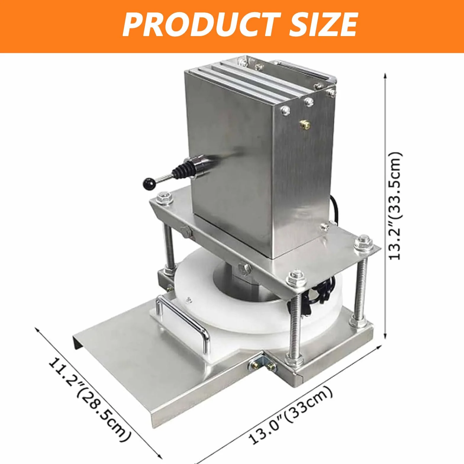 Laminadora para Pizza, Prensa para Pasta de Pizza Comercial diámetro de 8,6pulgadas, Máquina eléctrica para prensar Masa de Pizza, máquina para Pasta de Acero Inoxidable de Banco