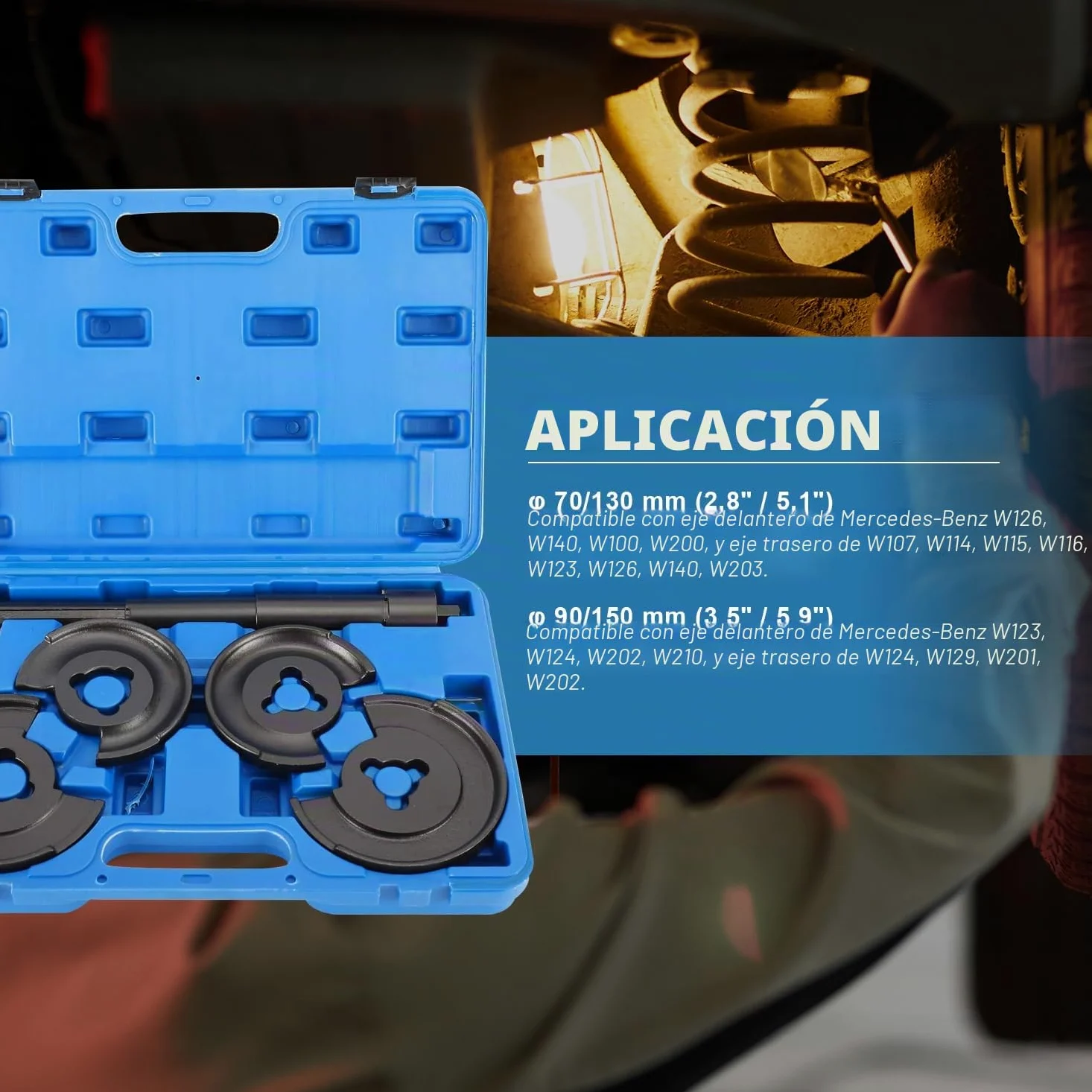 FreeTec Conjunto de Herramientas de reparación de compresor de Muelle helicoidal de suspensión Compatible para Mercedes Benz