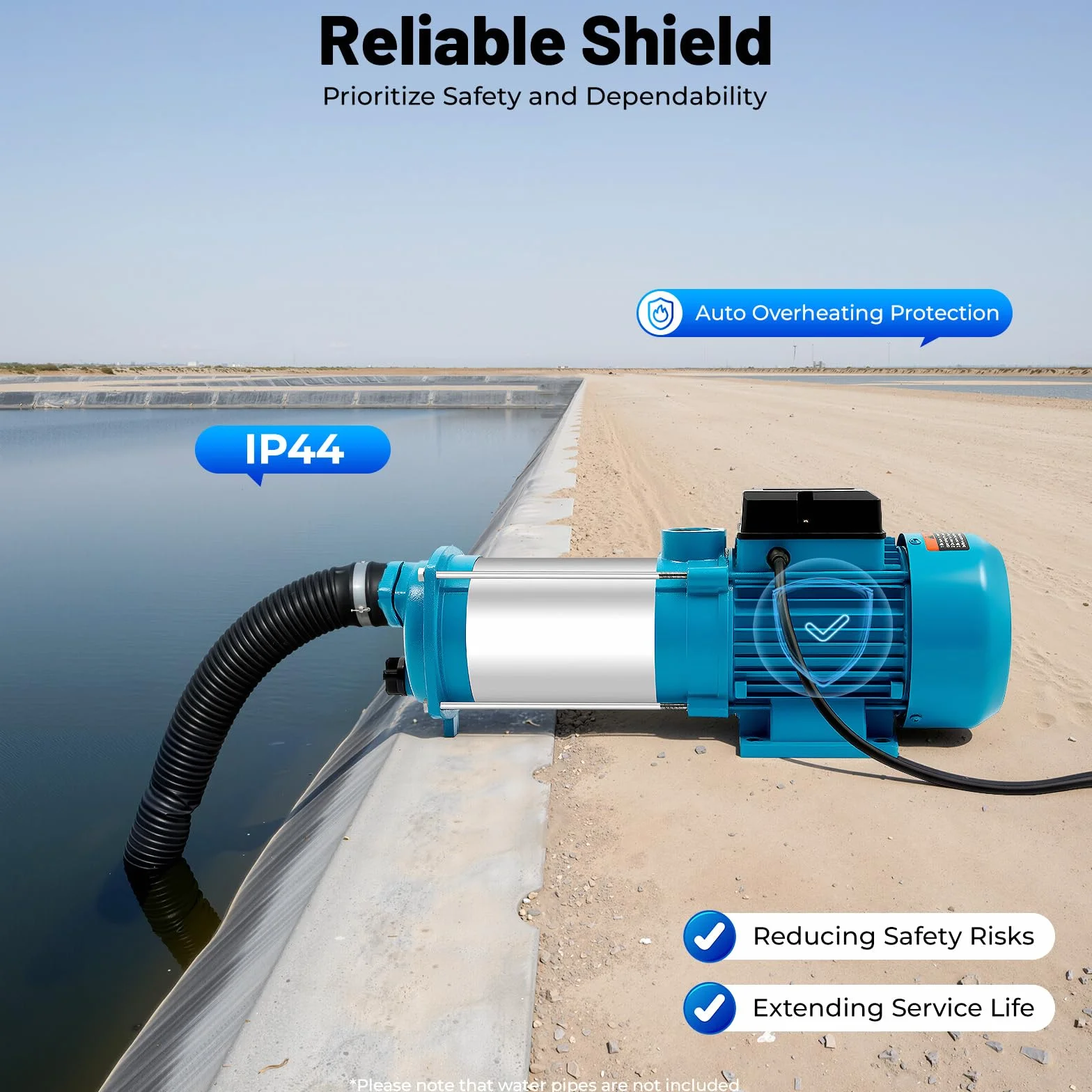 Bomba centrífuga de agua 2200 W, acero inoxidable, 879,87 gal/h, 2850 rpm, bomba centrífuga IP44, autocebante, jardín, casa, riego, bomba de alta presión, enchufe europeo