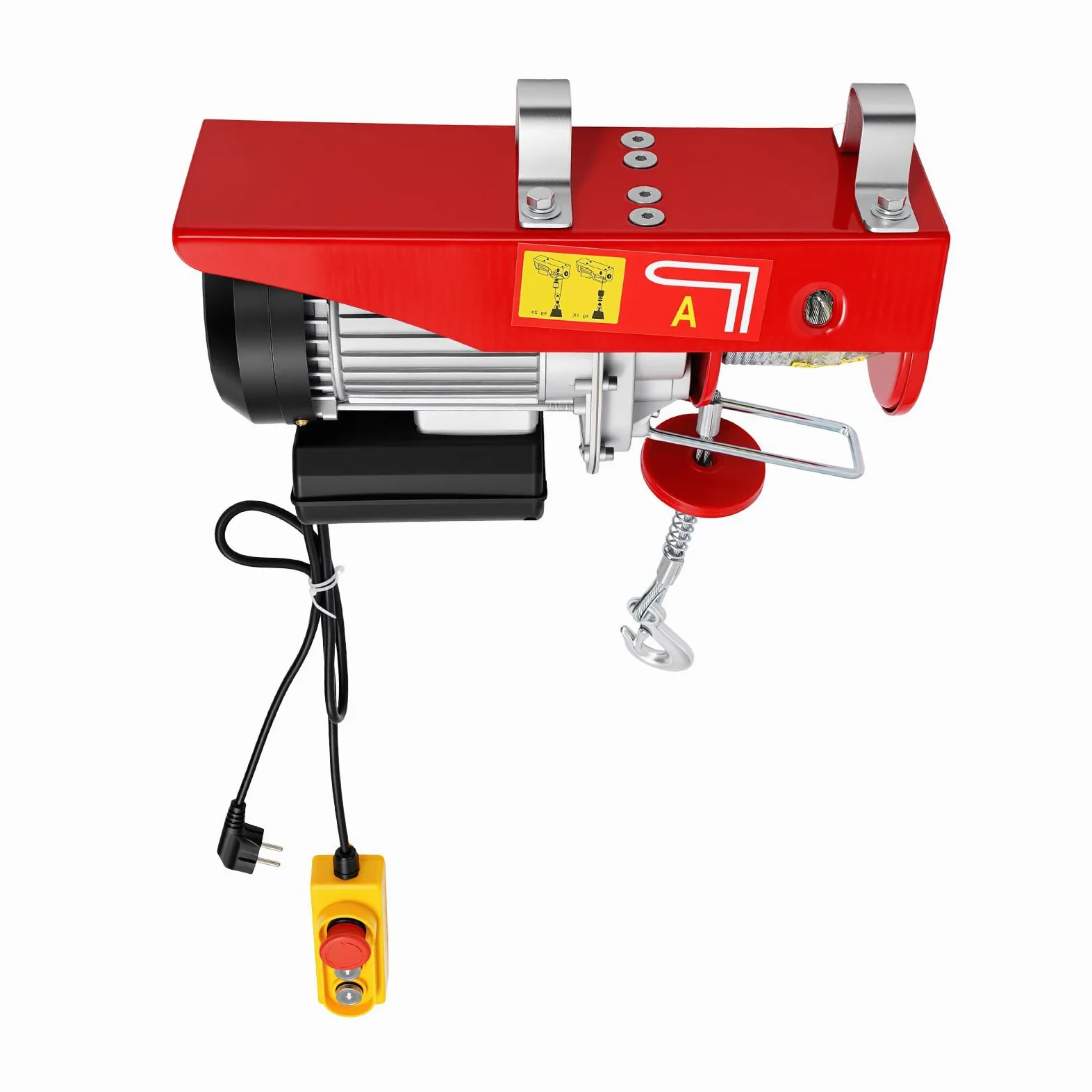 Cabrestante eléctrico Poyujkyhr de 800 kg con doble cuerda, 10 m de altura de elevación, motor de 1350 W, polea con control remoto, velocidad de elevación de 10 m/min, cabrestante de cadena para