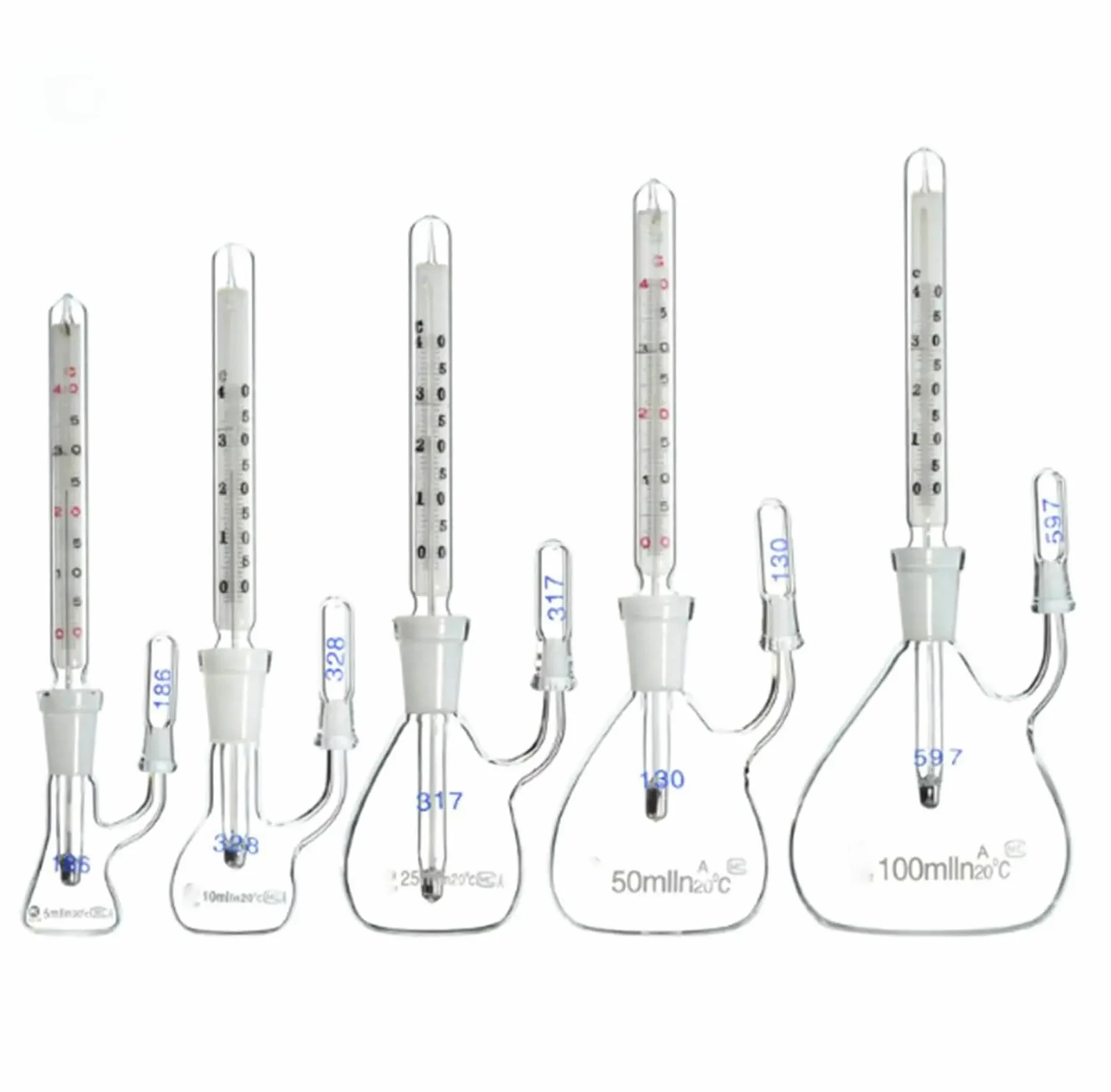 Termómetro de vidrio con capacidad de 5 ml/10 ml/25 ml/50 ml/100 ml, picnómetro, botella de gravedad específica, clase A, laboratorio de ciencias.(10ml)