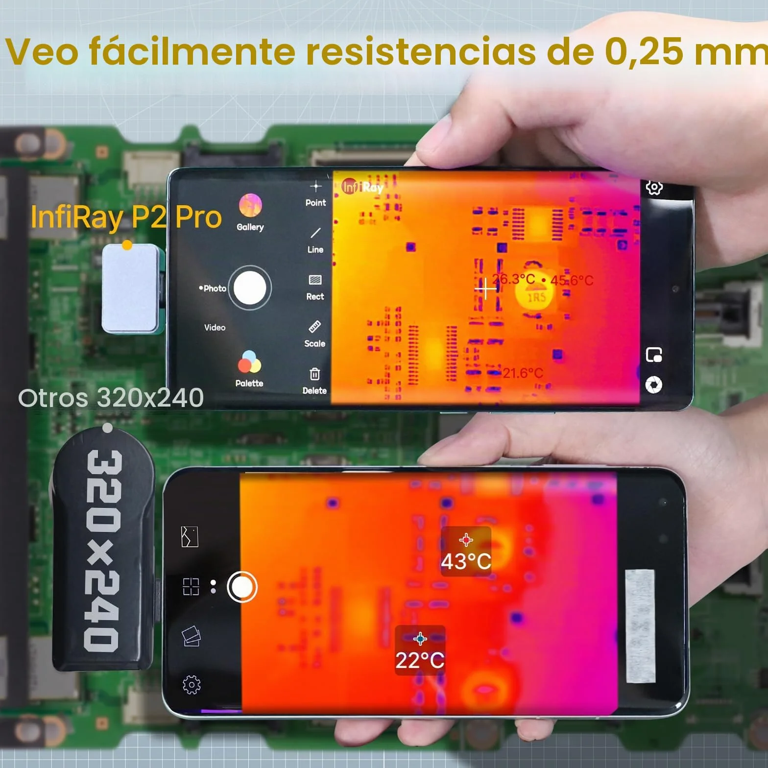 InfiRay Xinfrared P2 Pro Cámara térmica con lente macro magnética, 9g Cuerpo totalmente metálico, rango de medición -20 °C~550 °C, resolución de 25 Hz 256X192, para Android Type-C 9. 0 and above