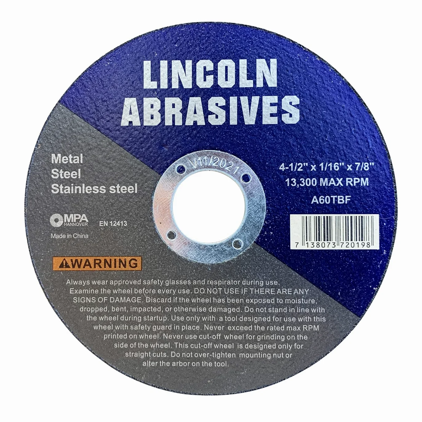 Paquete de 50 ruedas de corte de 4-1/2 pulgadas Lincoln Abrasives de 1/16 pulgadas de metal y acero inoxidable