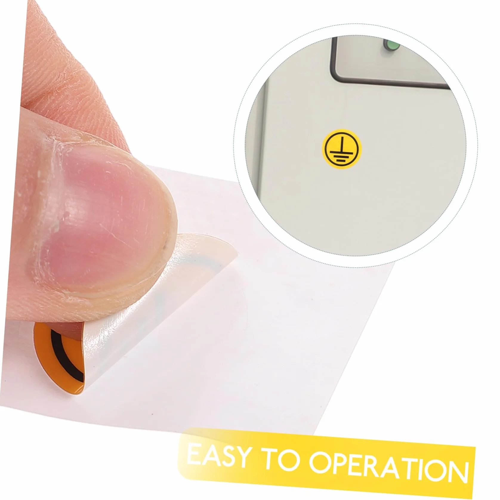 Pegatina Cuadro Eléctrico de Advertencia para Señal de Puesta a Tierra, Papel Sintético Pp Amarillo, Equipos Eléctricos