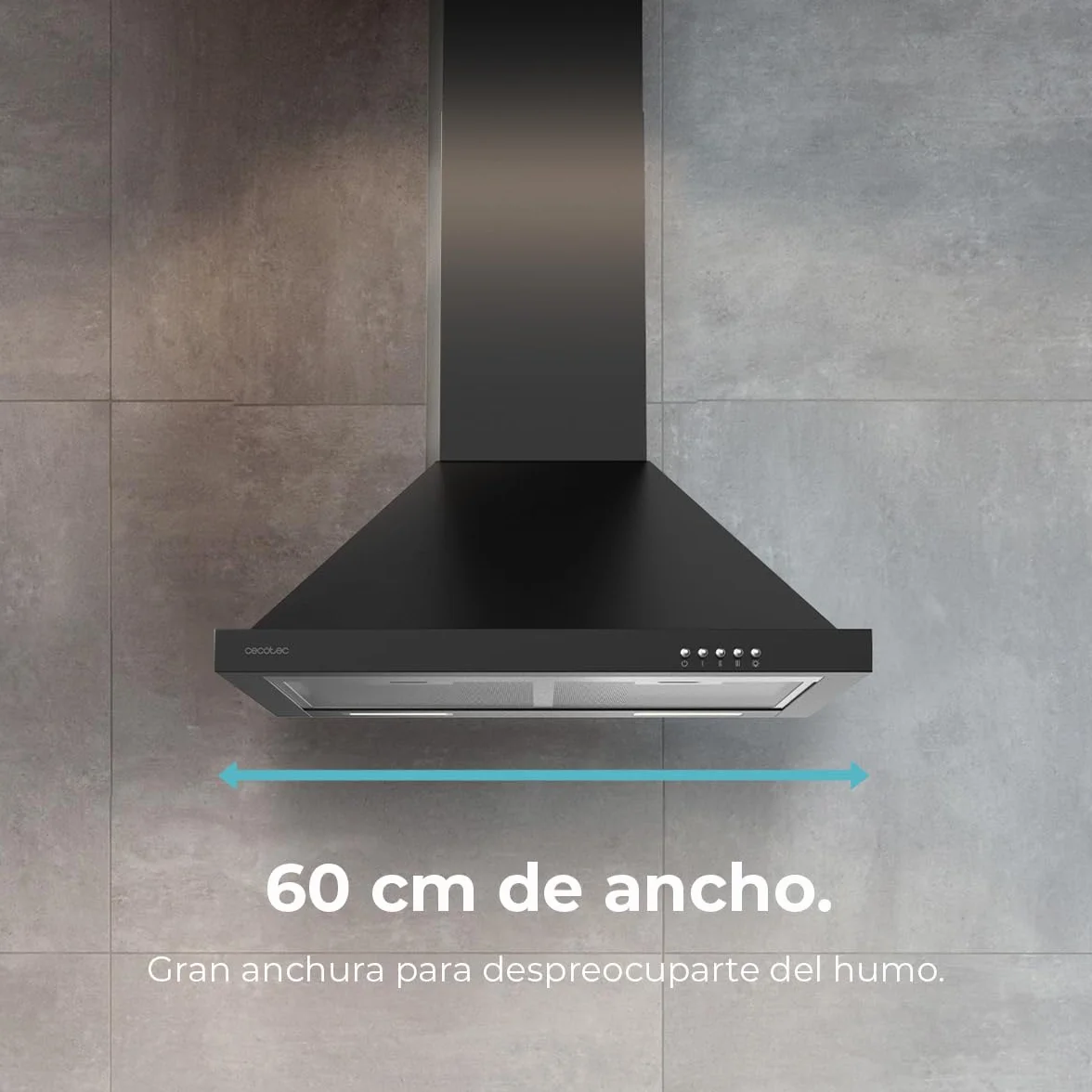 Cecotec Campana Extractora 60 cm Piramidal Bolero Flux PM 606500 Black 165W Inox 650m3/h
