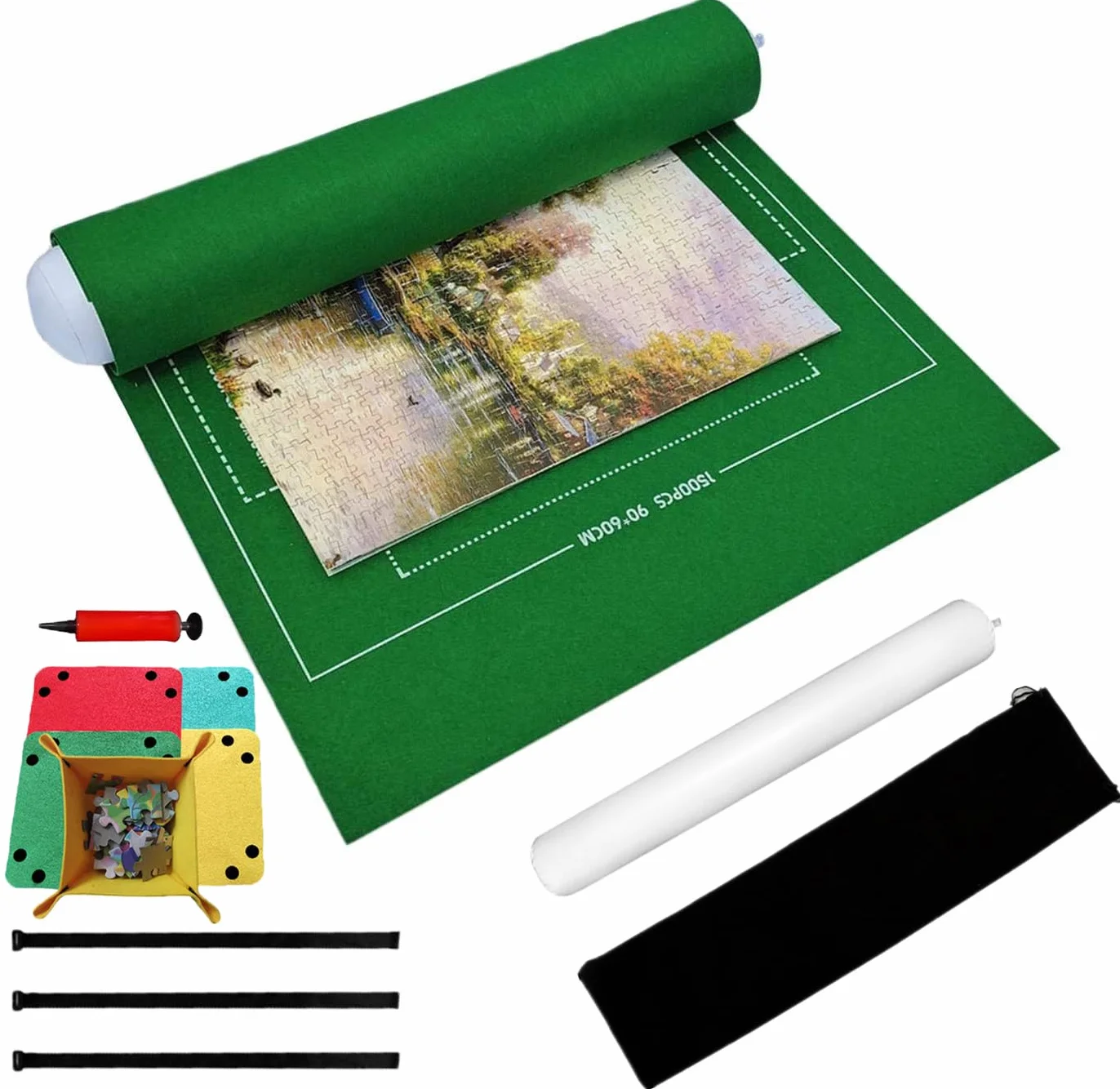Tapete para Puzzle Roll Fieltro Puzzle Mat 1000/1500 Piezas Verde