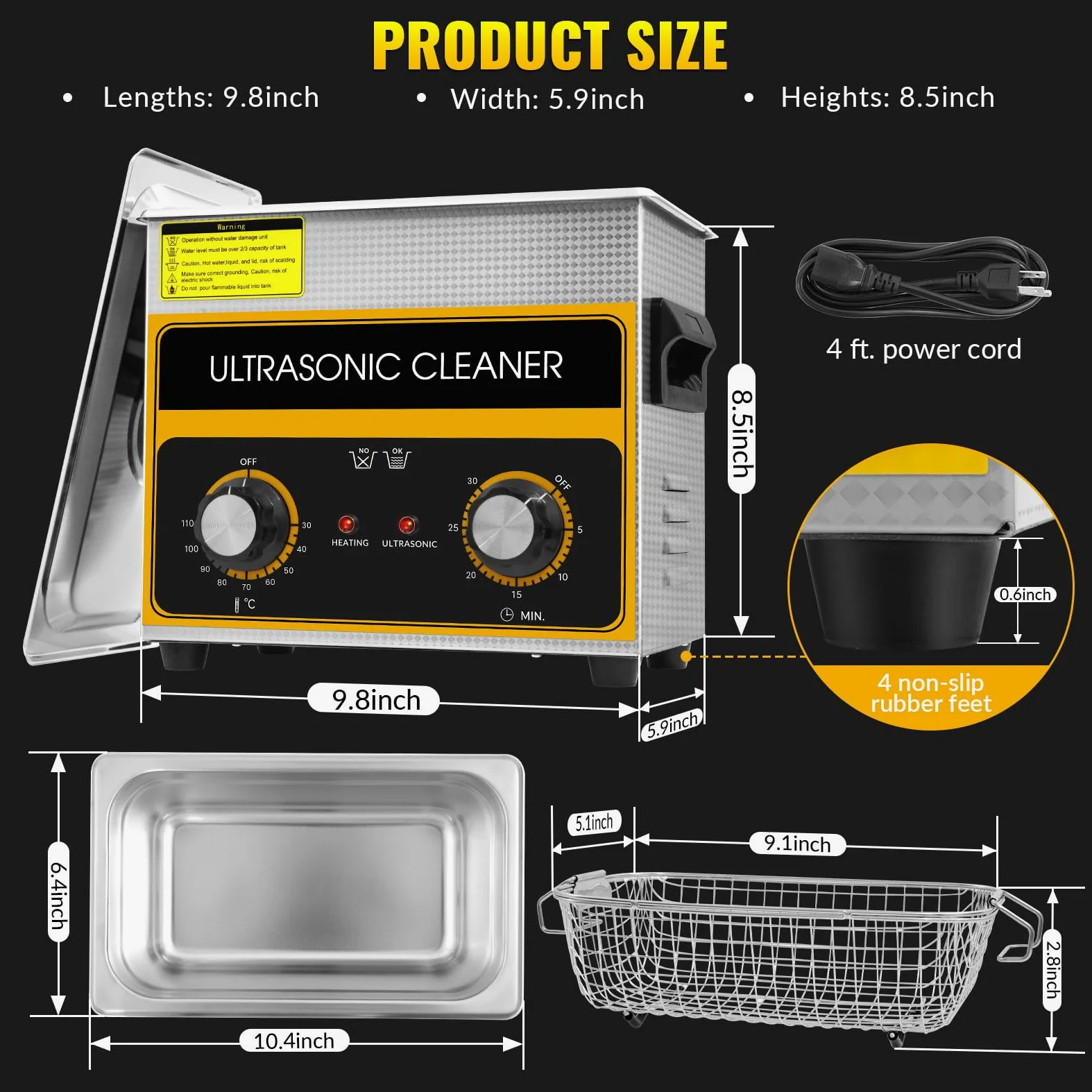 3,2L Limpiador Ultrasonidos Profesional,Máquina de Ultrasonido con Temporizador Digital Temperatura Ajustable Adecuado para limpiar dentaduras postizas, gafas, Limpieza de Joyas, Relojes