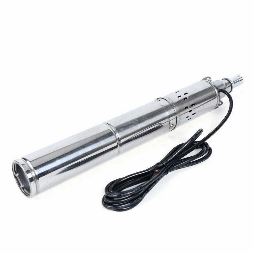 Bomba solar para pozos profundos, DC 24 V, bomba de agua, 370 W, acero inoxidable, sumergible hasta 65 m, 2 m³/h