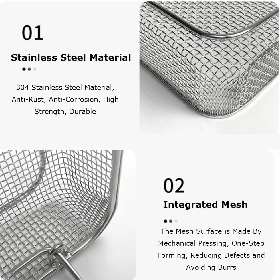 Cesta de Malla de esterilización médica, Bandeja de esterilización de cestas Perforadas de Malla, Instrumento de Acero Inoxidable 304, para Laboratorio hospitalario (Size : 45cm*34cm*7cm)