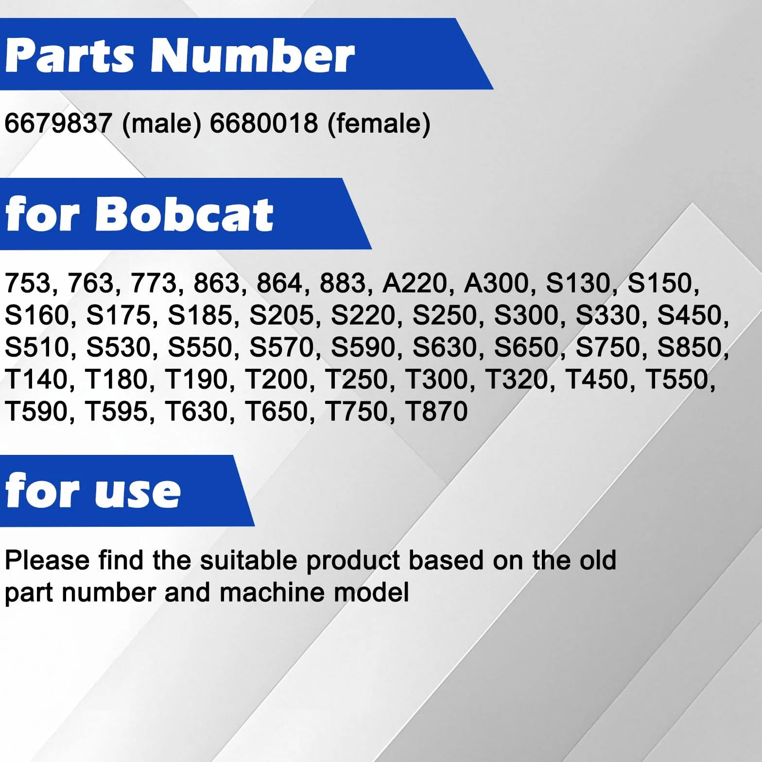 6679837 6680018 Acopladores hidráulicos de cara plana macho y hembra de 46 mm, accesorios hidráulicos de conexión rápida compatibles con Bobcat T140 T190 T250 T450 753 763 773 A220 A300 A770