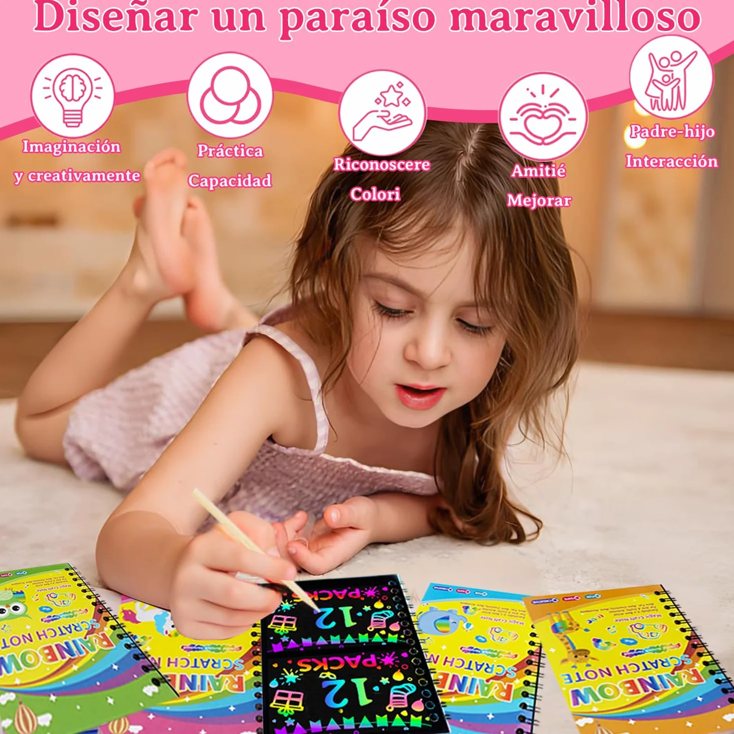 Scratch Art Manualidades Niños, Regalos Cumpleaños Niños Colegio, Detalle Cumpleaños Infantil