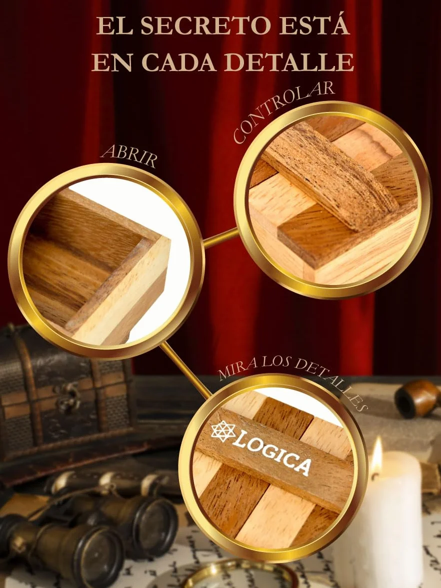 Logica Juegos Cajafuerte Cebra Rompecabezas de Madera Caja Secreta Dificultad 3/6 Dificil Leonardo da Vinci