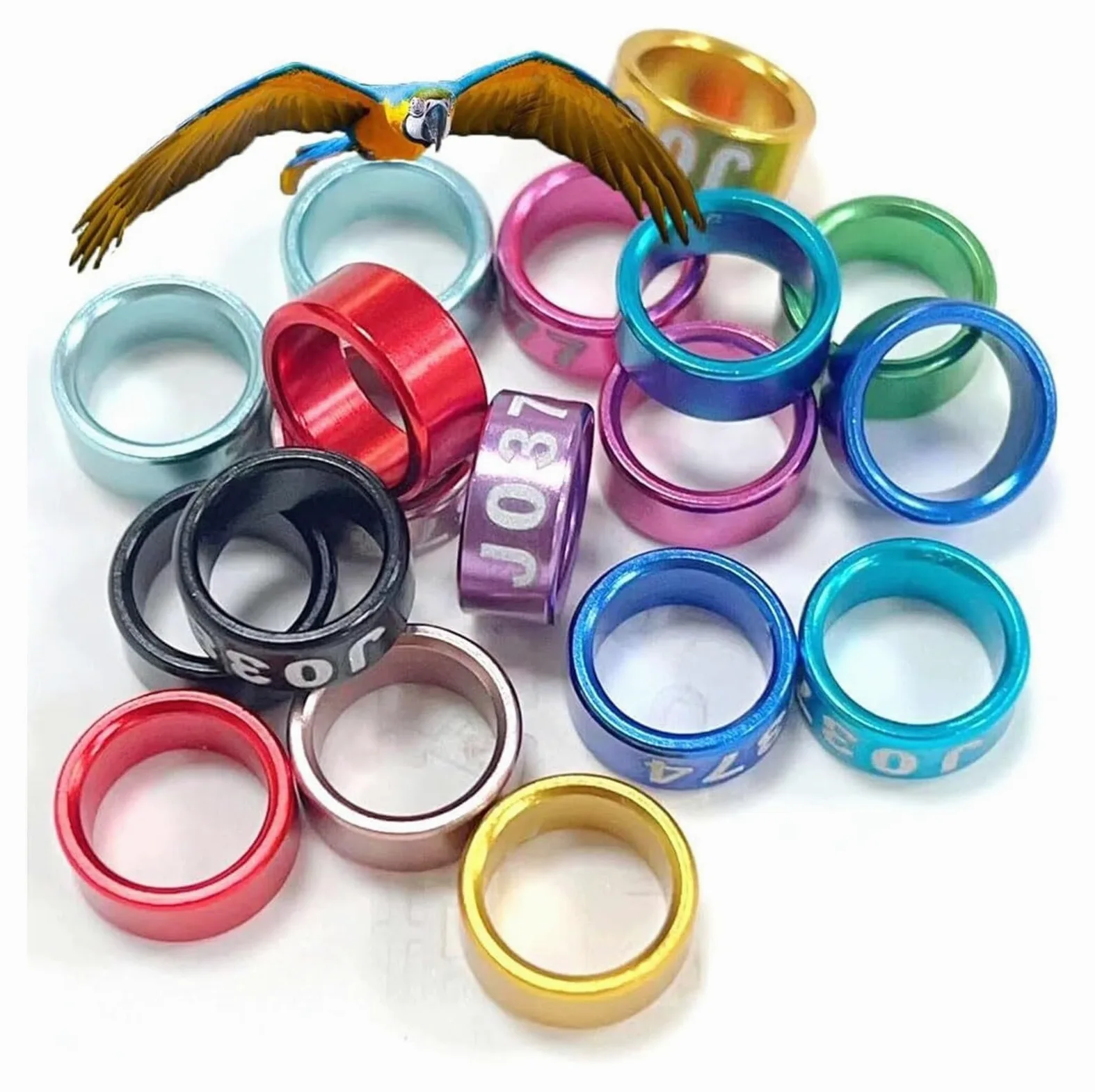 Anillos de aluminio for patas de pájaros, multicolor, 4,0-8,0 mm, 50/100/150/200 piezas(Mixed Colors8.0mm,200pc)