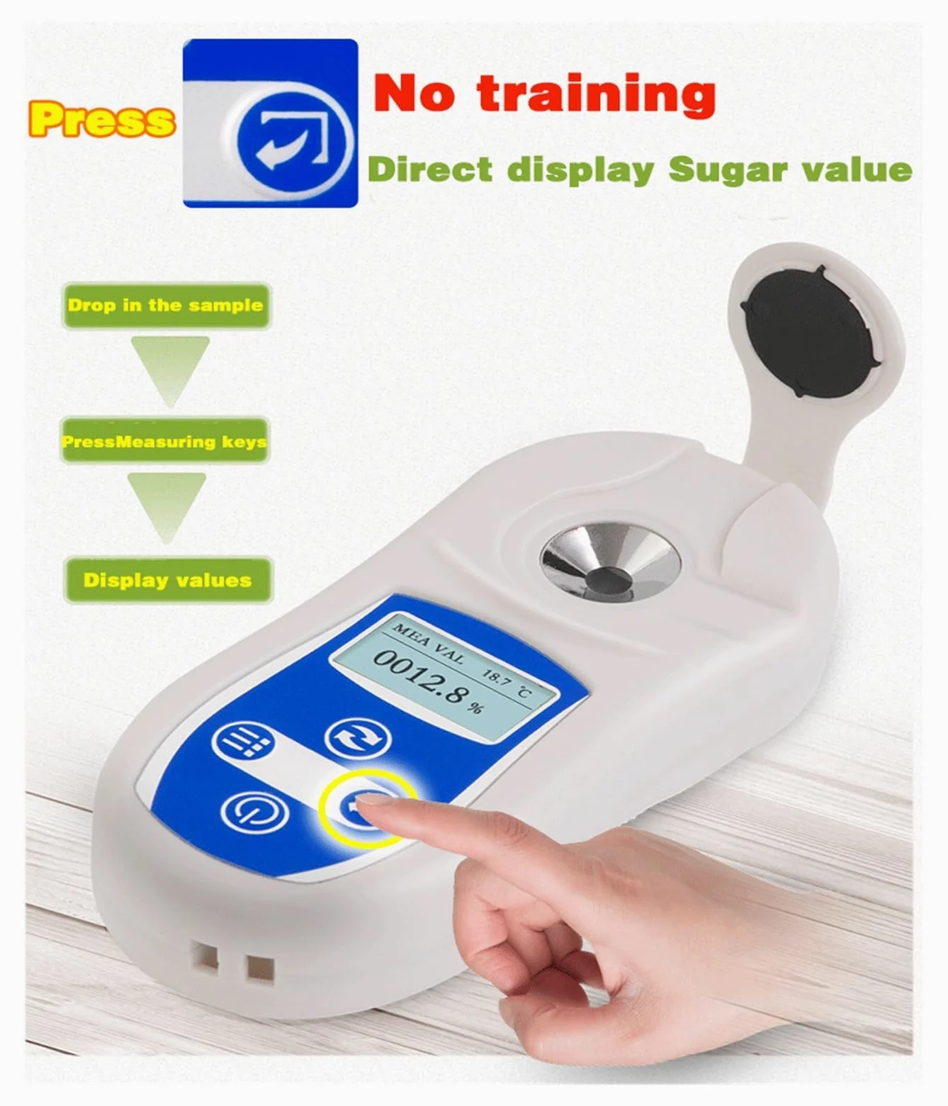 Refractómetro Digital Meter Refractómetro Digital de índice de refracción 0-53% Azúcar en concentración de Vino