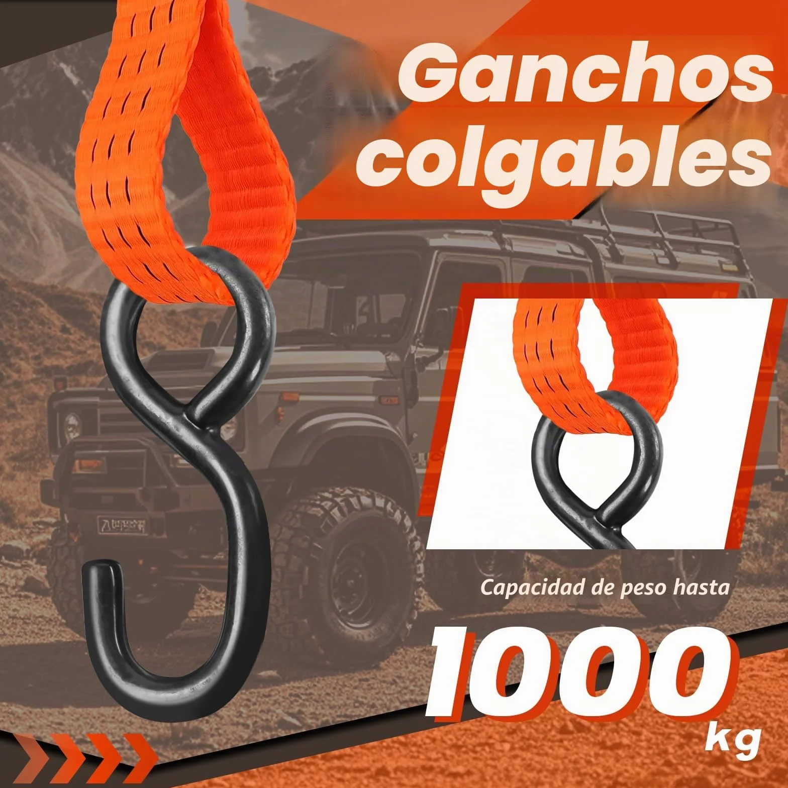 Cinchas de Amarre Eslingas de Carga 6 Piezas 1000 Kgf 43 x 3,8cm