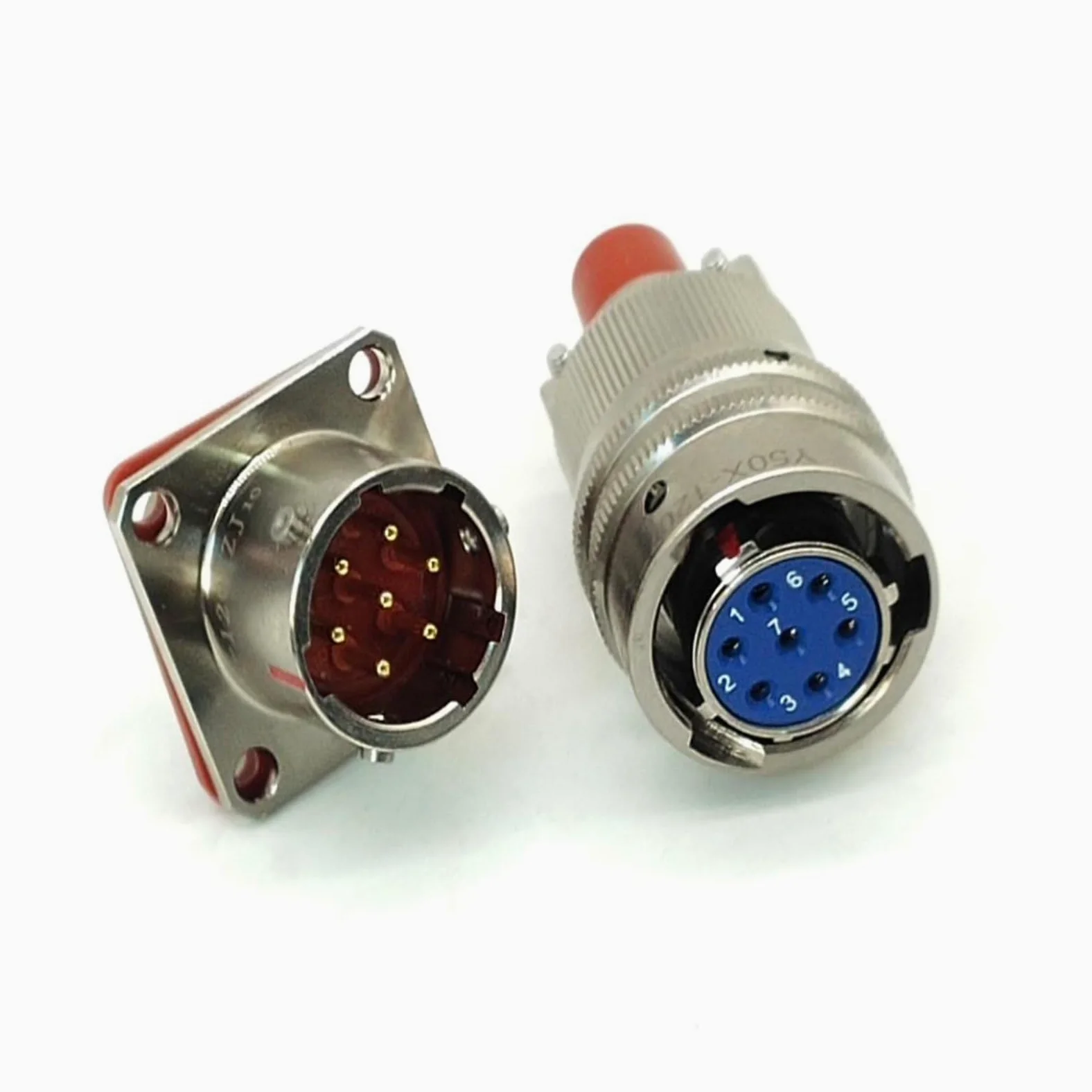 Conectores circulares eléctricos Y50X-1207TK2, conector hembra y conector macho Y50X-1207ZJ10, cable de acoplamiento de bayoneta recto de 7 pines.
