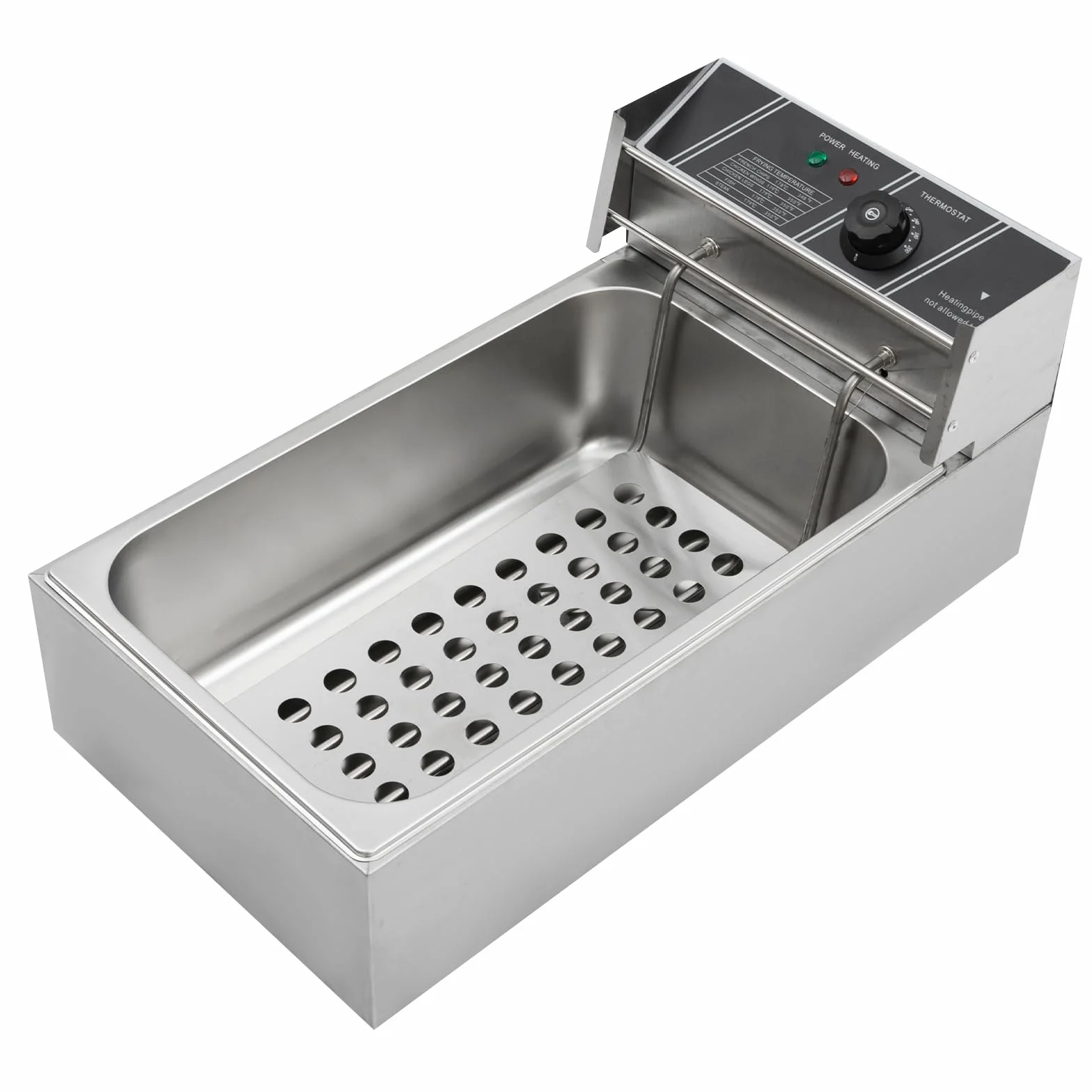 Hervidor de pasta eléctrico, 6 cestas, acero inoxidable, 2000 W, 20 L, calefacción rápida 60 – 200 °C, restaurante merienda, 6 ingredientes paralelos, 64 x 35 x 31 cm