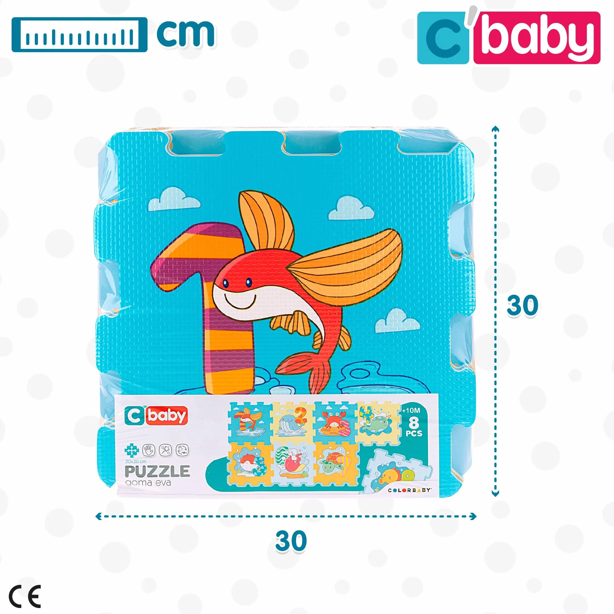Colorbaby C'Baby Alfombra puzle bebés Animales y números 8 Piezas gomaespuma