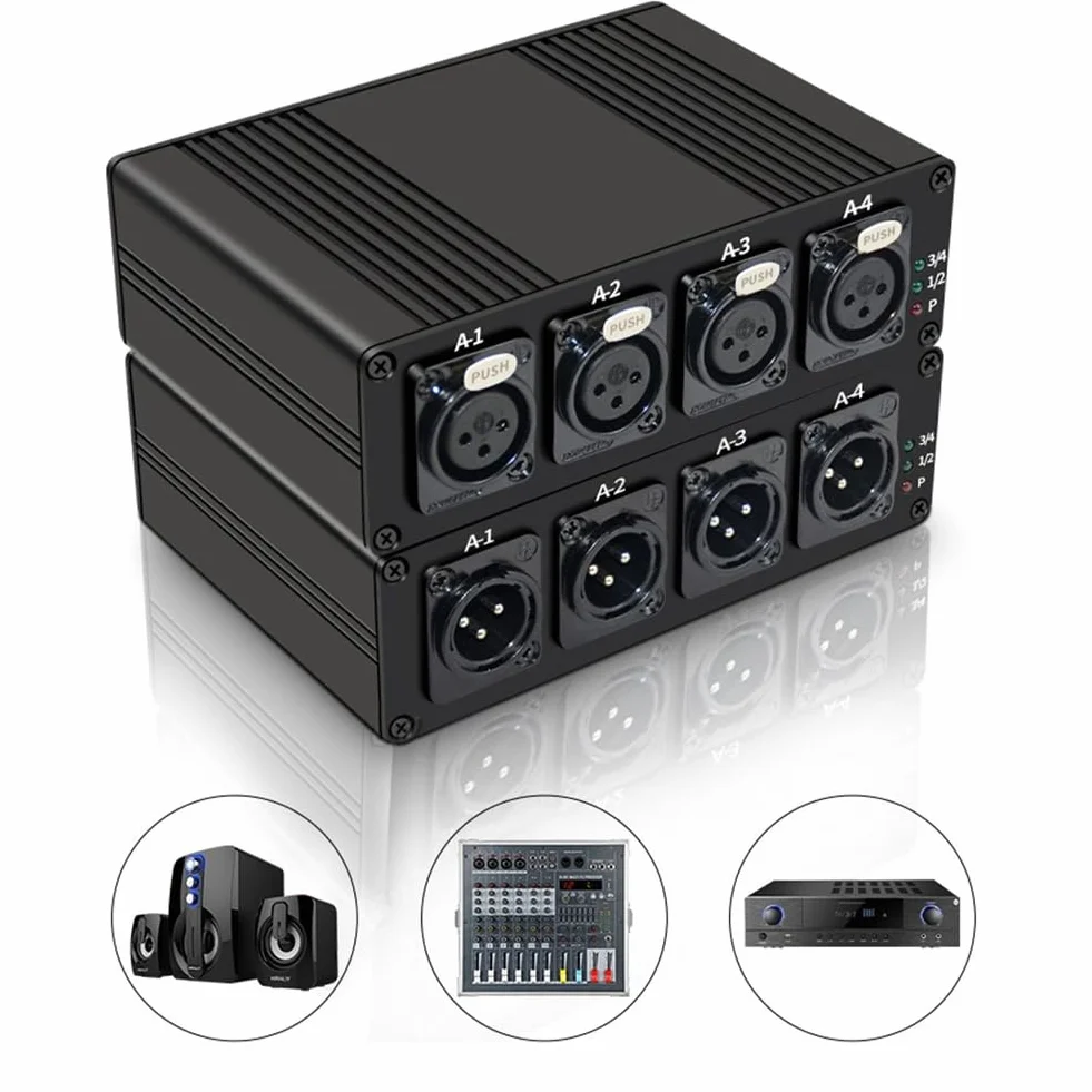 Extensor de Fibra óPtica de Audio XLR de 4 Canales a TravéS de Fibra óPtica SC hasta 20 Km Extensor de Audio Balanceado XLR Enchufe de la UE