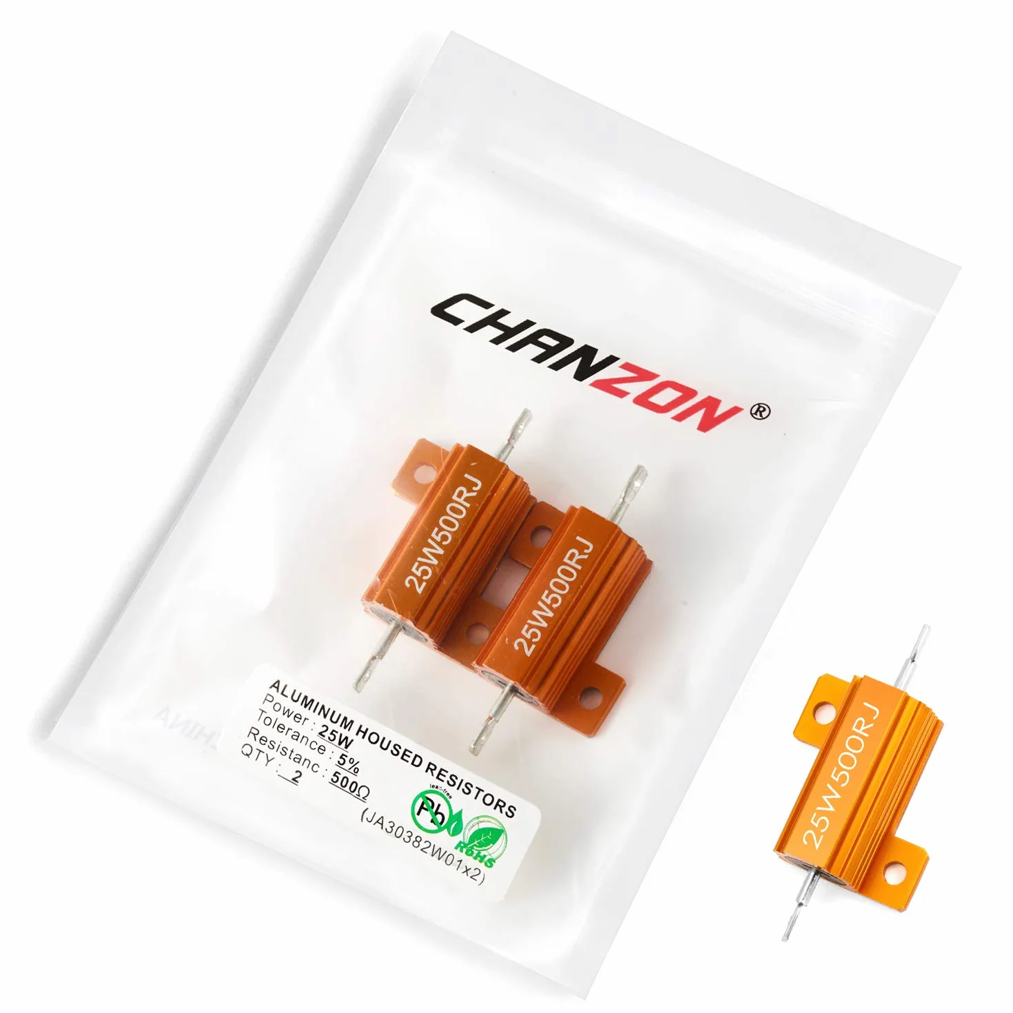 Chanzon Resistencia de carga Resistor bobinado 500Ω 25W ±5% 500R