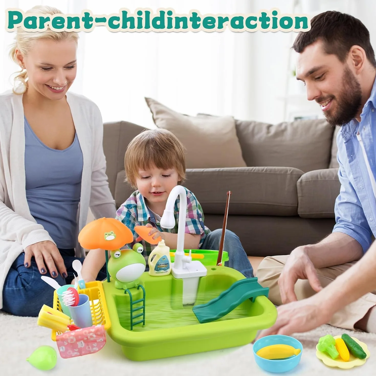 Juguetes de Cocina Lavaplatos Eléctrico Playhouse con Pesca flotantes para Niños