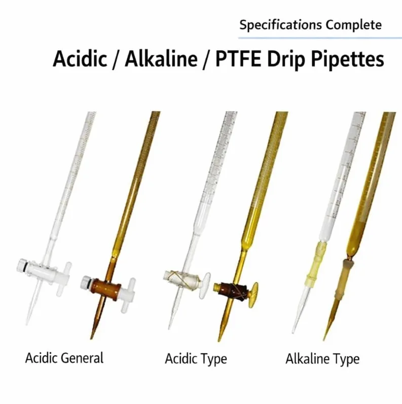Bureta de Vidrio Clase A con Llave PTFE - Alta Precisión para Titulación Ácido Álcali, 10ml 25ml 50ml Transparente Ámbar(Brown PTFE 50ml)