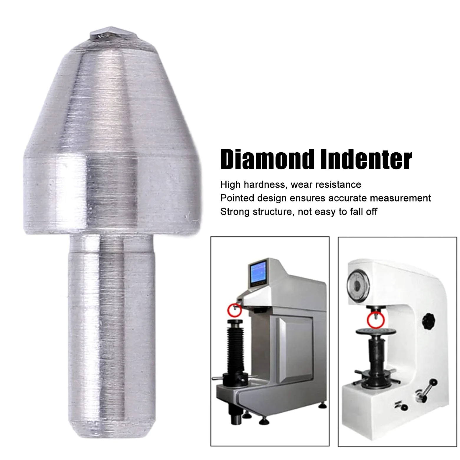 Indentador de diamante mini para el durómetro Vickers, con punta puntiaguda de 136 grados y alta precisión, incluye caja de almacenamiento; compatible con Buehler, Matsuzawa,