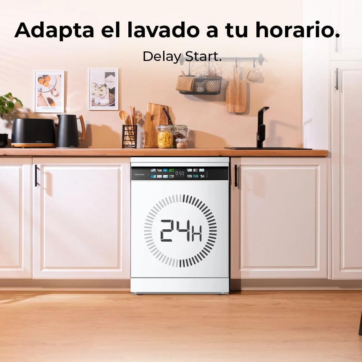 Cecotec Lavavajillas 60 cm Libre Instalación Bolero Aguazero 6700 B, 15 Cubiertos, Motor Inverter Plus, Blanco