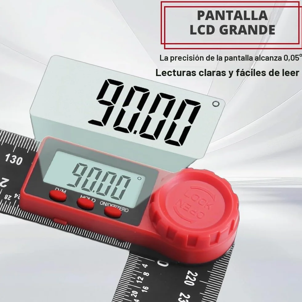 Flintronic Transportador Digital 360° 7" 400mm Medidor de Ángulos LCD con Bloqueo