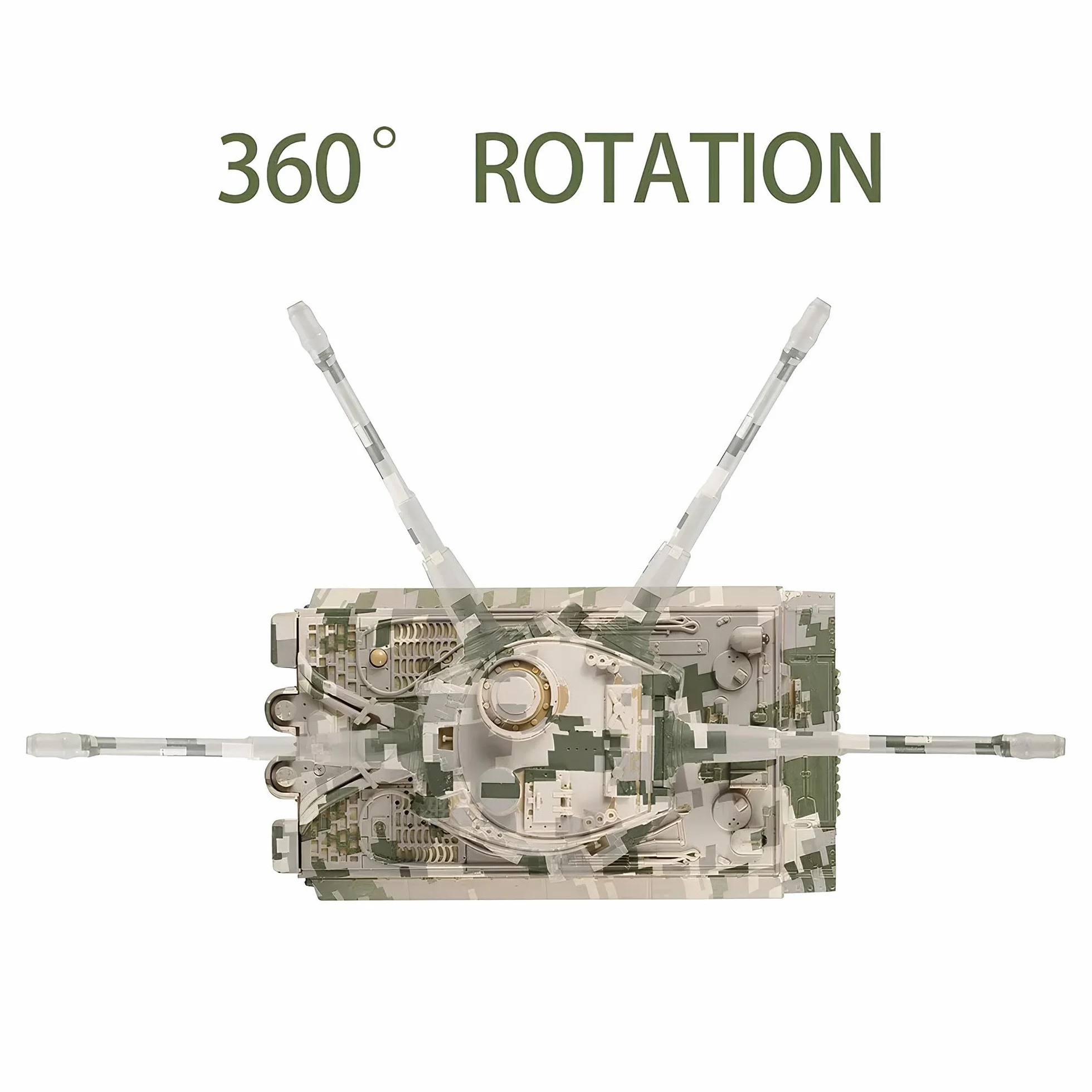 Tanque Teledirigido Militar Grande 28 cm con Luces y Efectos Sonoros, Torre Giratoria 360° Battle Tank RC