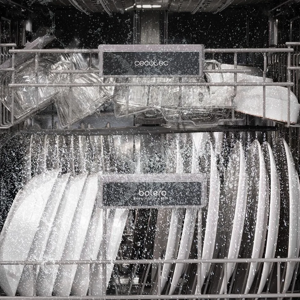 Cecotec Bolero Aguazero 6500 Lavavajillas 60cm Independiente 15 Cubiertos 3ª Bandeja 6 Programas Dual Zone Wash Dry+ Auto Open Media Carga Motor Inverter Plus