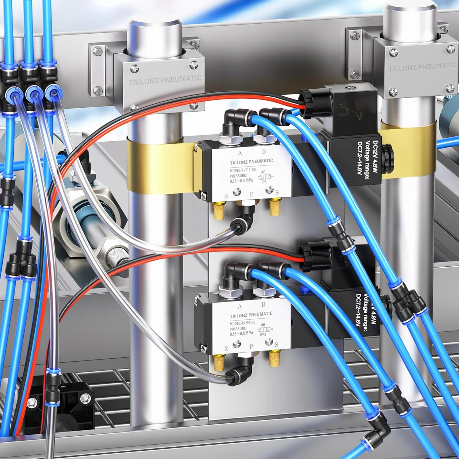 TAILONZ PNEUMATIC Accesorios de conexión a presión Kit de racores neumáticos 8mm OD 8 piezas