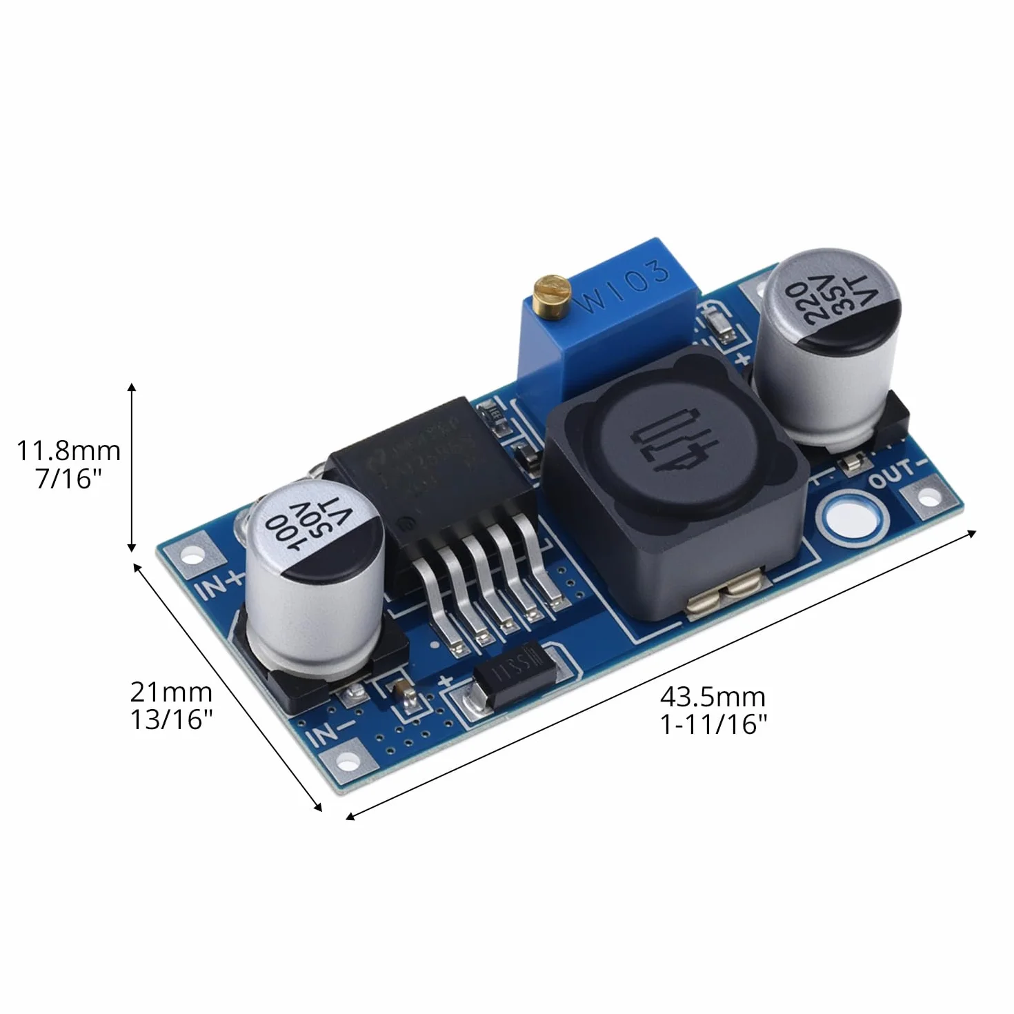 QWORK® LM2596S Convertidor Buck DC-DC 3.2-40V a 1.25-35V 3A – Módulo Reductor de Voltaje Ajustable de Alta Eficiencia para DIY y Robótica – Fuente de Alimentación Estabilizada, Pack de 5 Piezas