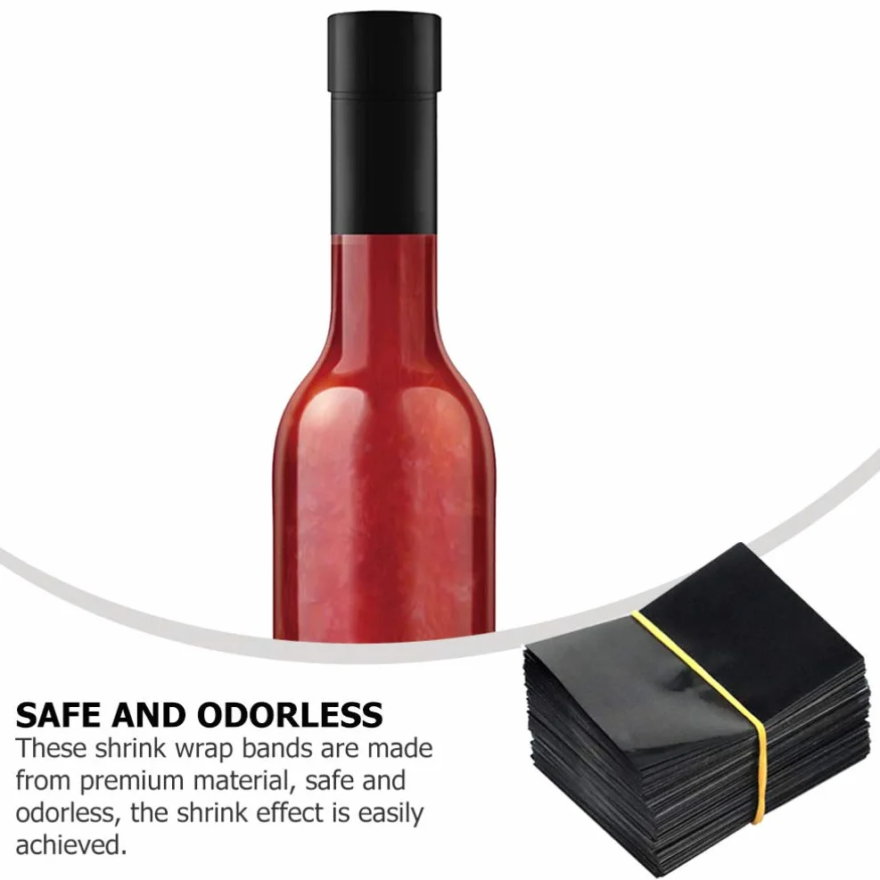 Scicalife 100 Unidades Cápsulas de Termorretráctil Perforadas Negras de PVC para Botellas de Vino Botellas de Salsa Picante Y Otras Botellas de Líquido