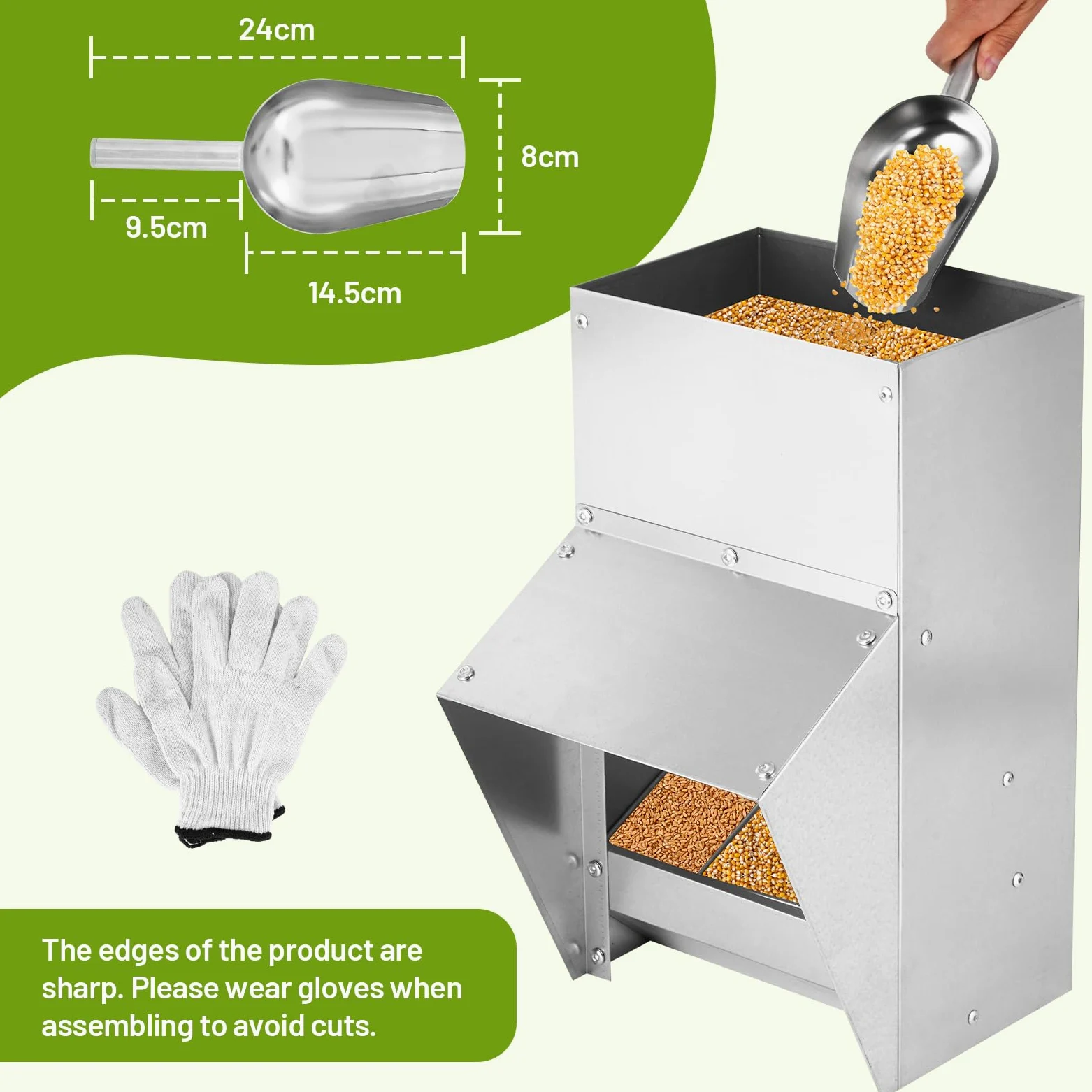 BAOSHISHAN Comedero automático para pollos, comedero de aves de corral montado en la pared con tapa, sin residuos, comedero al aire libre para pollos, pájaros, patos, gansos (10 kg)