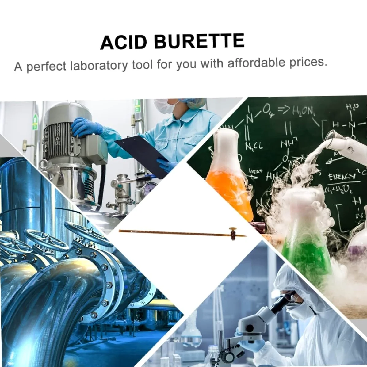Bureta de Vidrio Borosilicato - Herramienta de Titulación de Laboratorio, Fácil de Usar & Duradera(Transparent,5pcs,25ml)