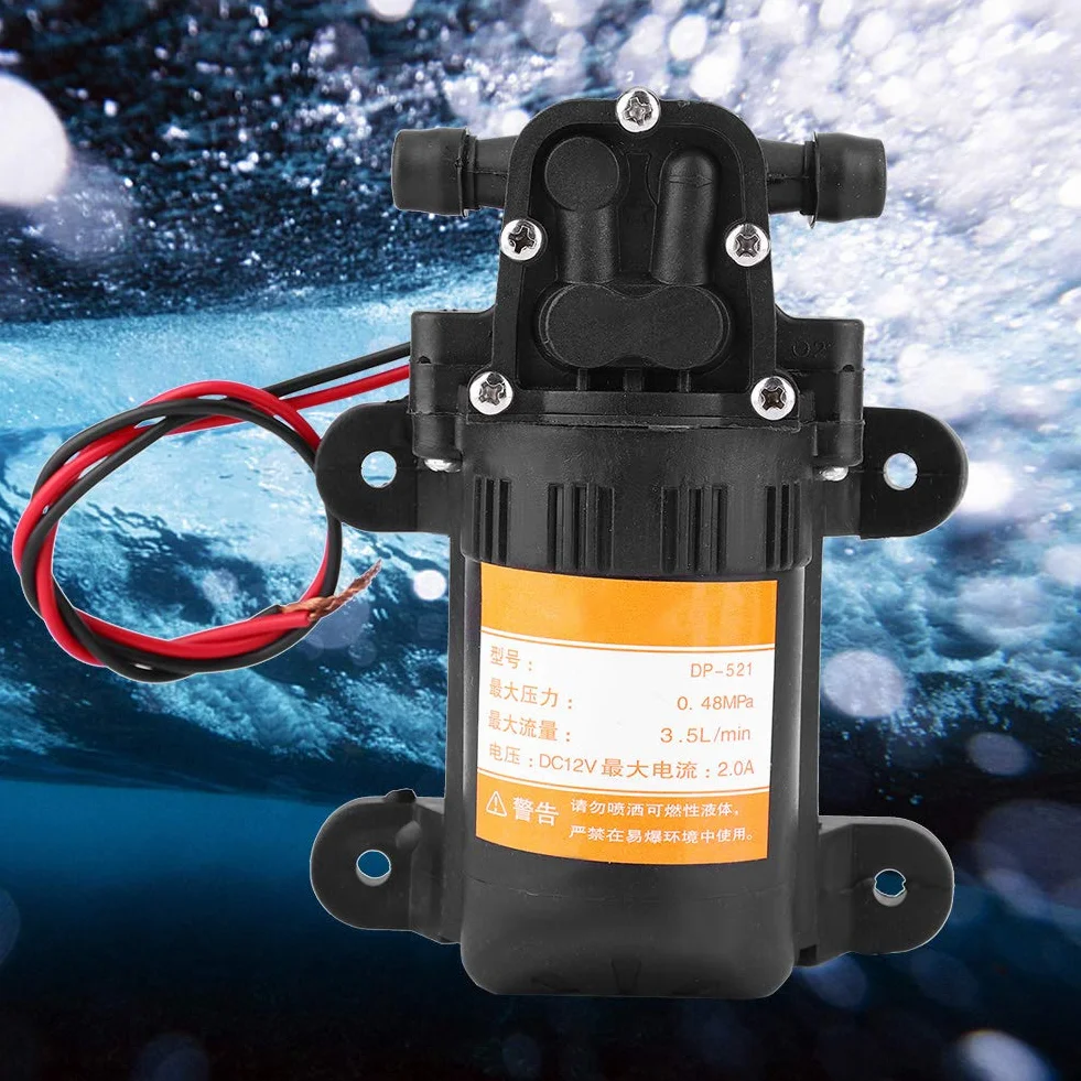 Bomba de Agua 12V Autocebante de Diafragma 0.48MPA 3.5L/Min para Jardín Caravana Camping