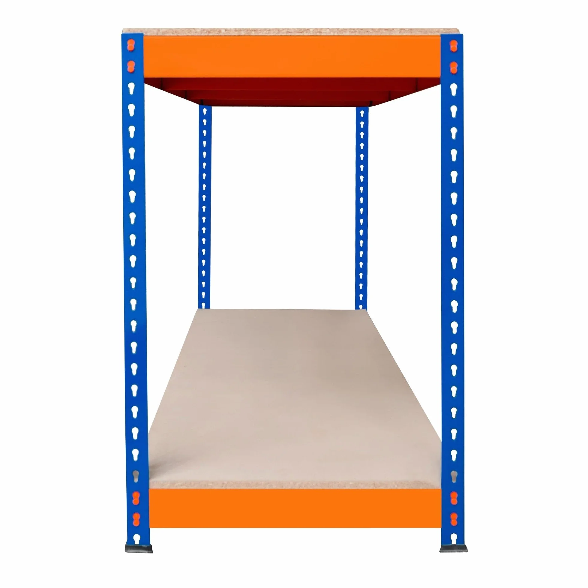 Banco de Trabajo p/Garaje S-Rax 2 Niveles | 150cm x 60cm x 90cm | Capacidad por Nivel 300kg | Montaje Sin Tornillos | 2 Barras de Soporte Reforzadas | Patas de Goma | Mesa para taller almacén depósito