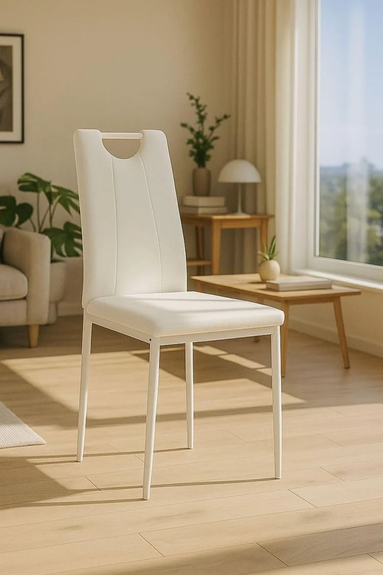 Regalos Miguel - Sillas Comedor - Pack 4 Sillas Risol Polipiel - Blanco
