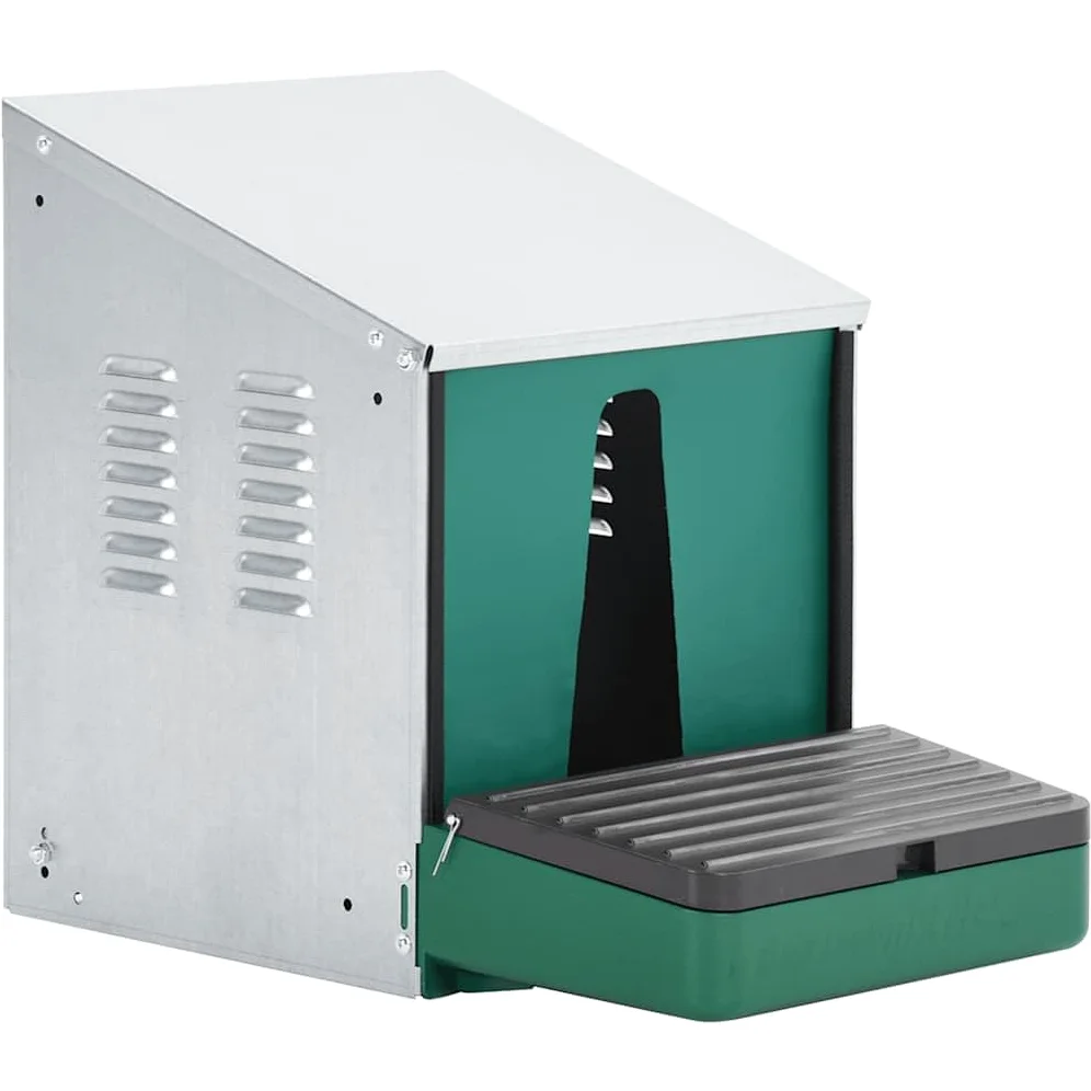 Nestomatic Abroll - Caja nido para aves de corral, chapa de metal galvanizado y plástico ABS, 49 x 31 x 42 cm, con bandeja colectora, base de nido de polietileno, para establo, casa, cabaña