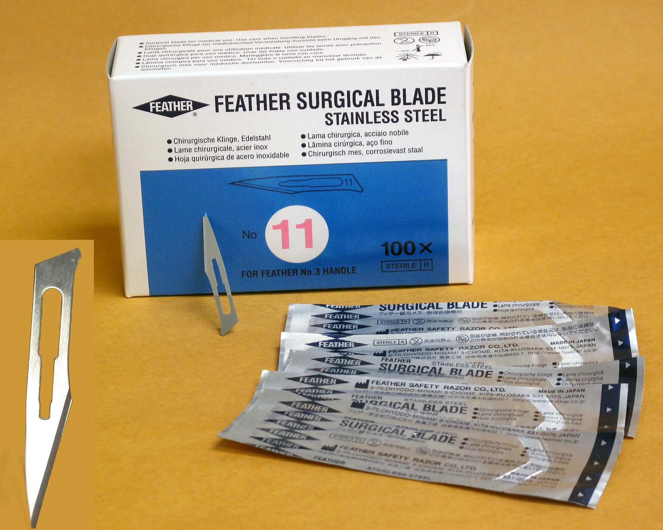 Pluma desechable cuchillas de quirúrgico estéril, 100/BX