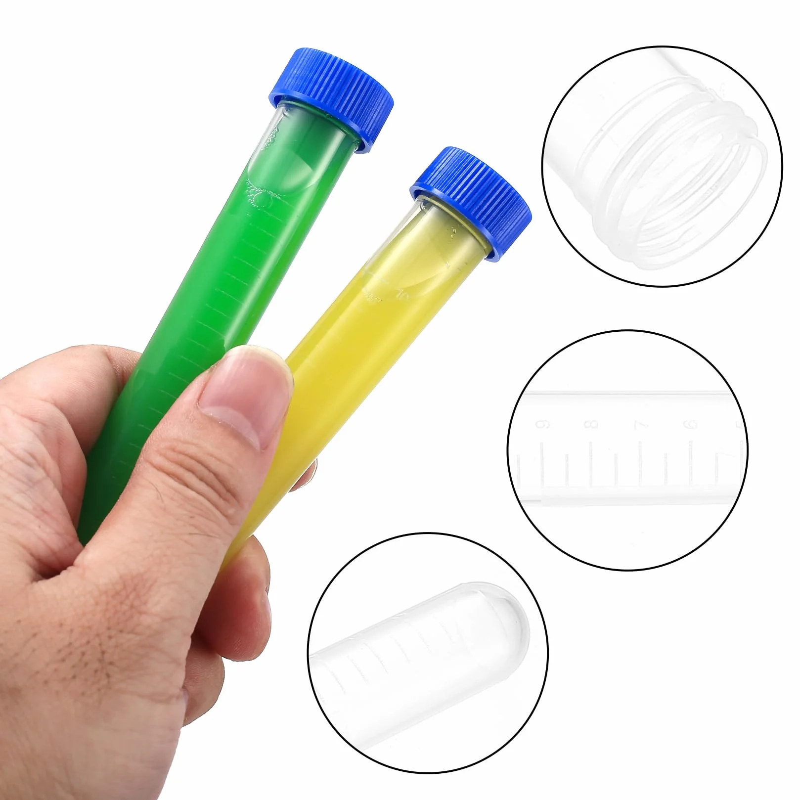 Tubos de Ensayo de Laboratorio 22 Pcs 10ml Plástico con Tapa de Rosca Centrifuge