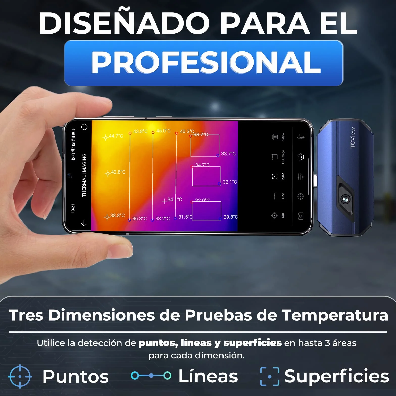 TOPDON TC001 Cámara Térmica Profesional para Android, 512x384 TISR Alta Resolución Cámara Termográfica Infrarroja, Rango de medición de la temperatura -20℃ a 550℃, Precisión 0.1℃ (Azul)