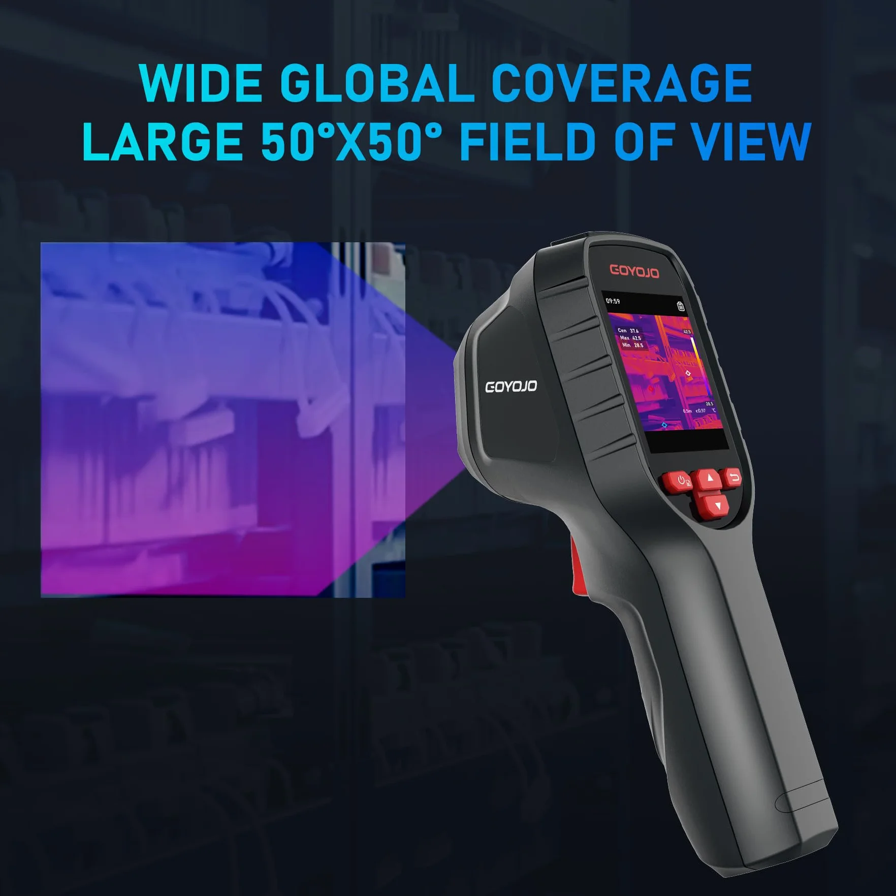 GOYOJO Cámara Térmica de 192 x 192 con Resolución IR, Cámara Infrarroja de Mano, Imagen Térmica de 25 Hz, Velocidad de Actualización de 25 Hz, Cámara Térmica Compacta de Mano con Puntero Láser