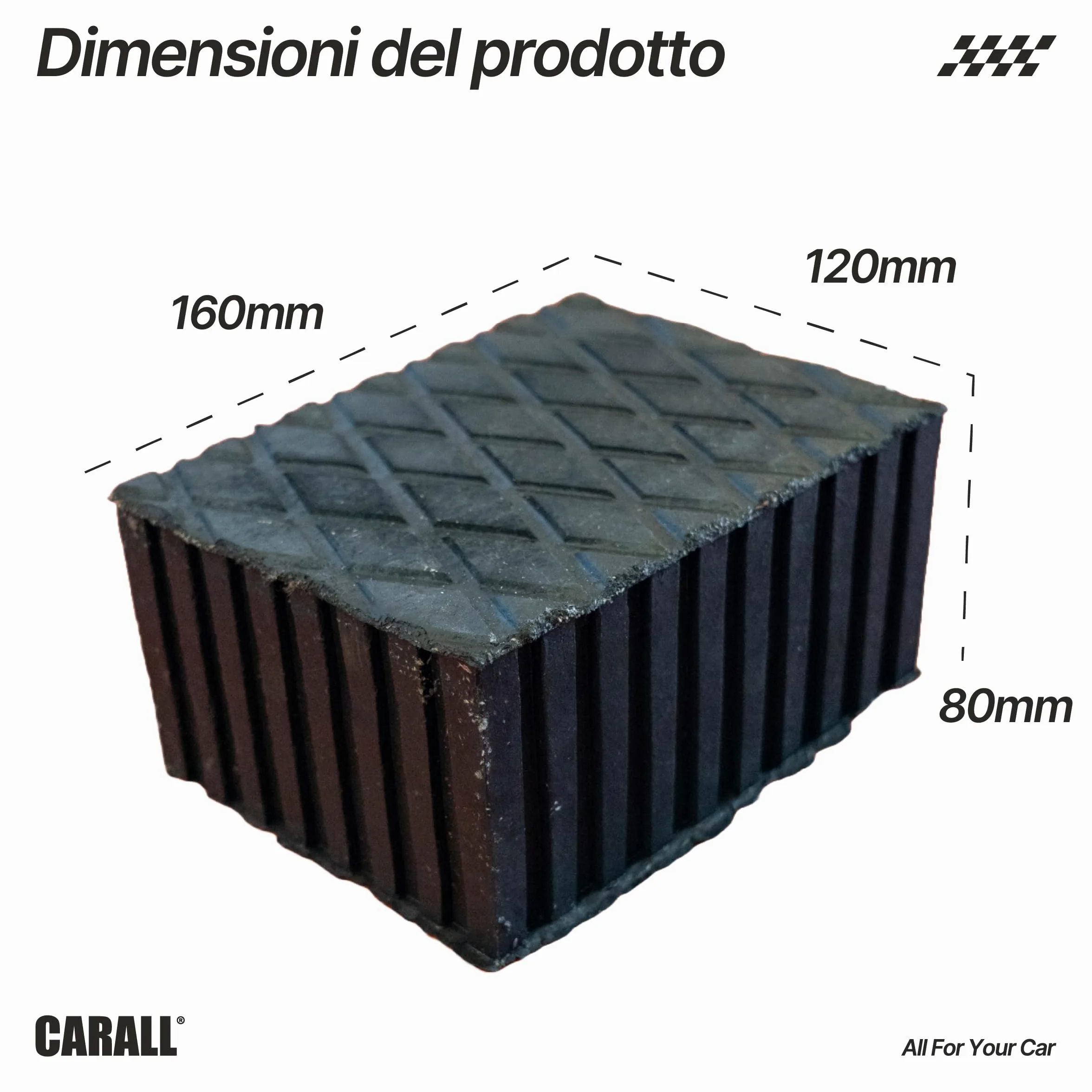 4 almohadillas para puente elevador, 160 x 120 x 80 mm, almohadillas de goma rectangulares, compatibles con Ravaglioli Corghi OMCN, fabricado en Italia